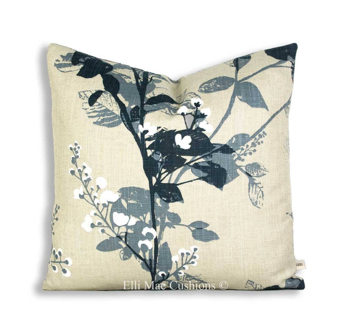 Villa Nova Elvenden Designer Fabric Blue Cushion Throw Pillow Cover
