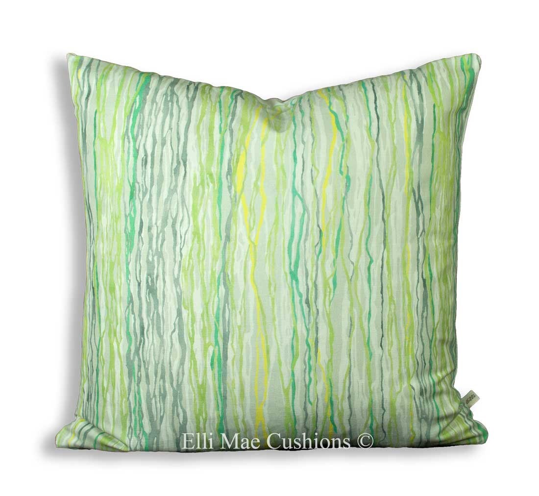 Romo Leander Designer Stripe Contemporary Green Grey Fabric Cushion Pillow Throw Cover