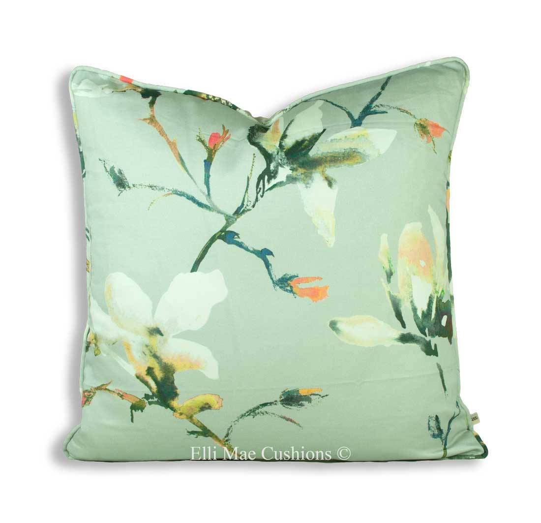 Romo Saphira Luxury Designer Floral Peach Grey Fabric Cushion Pillow Cover