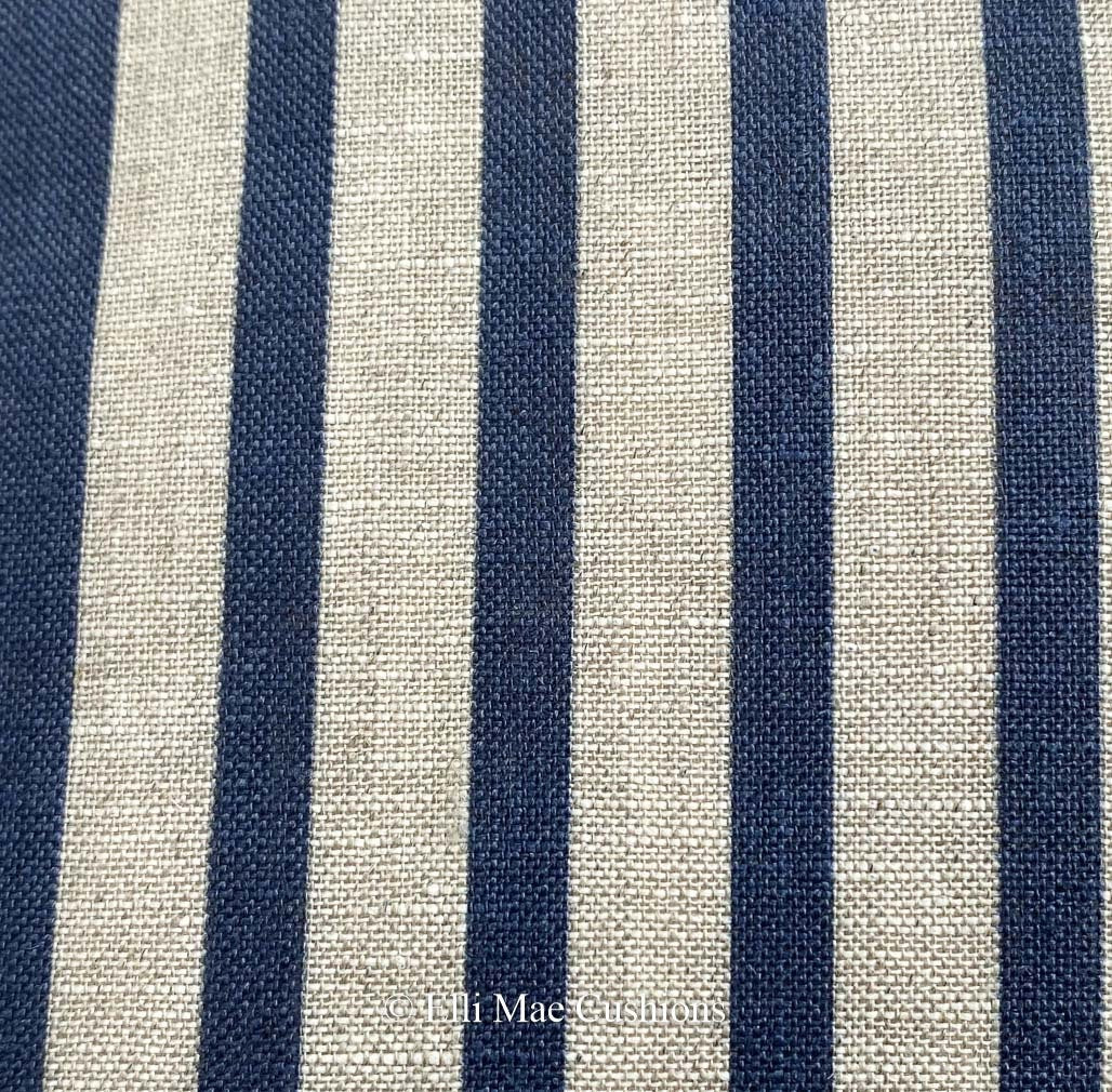 Cabbages and Roses Jolly Stripe Designer Linen Fabric Blue Cushion Pillow Cover