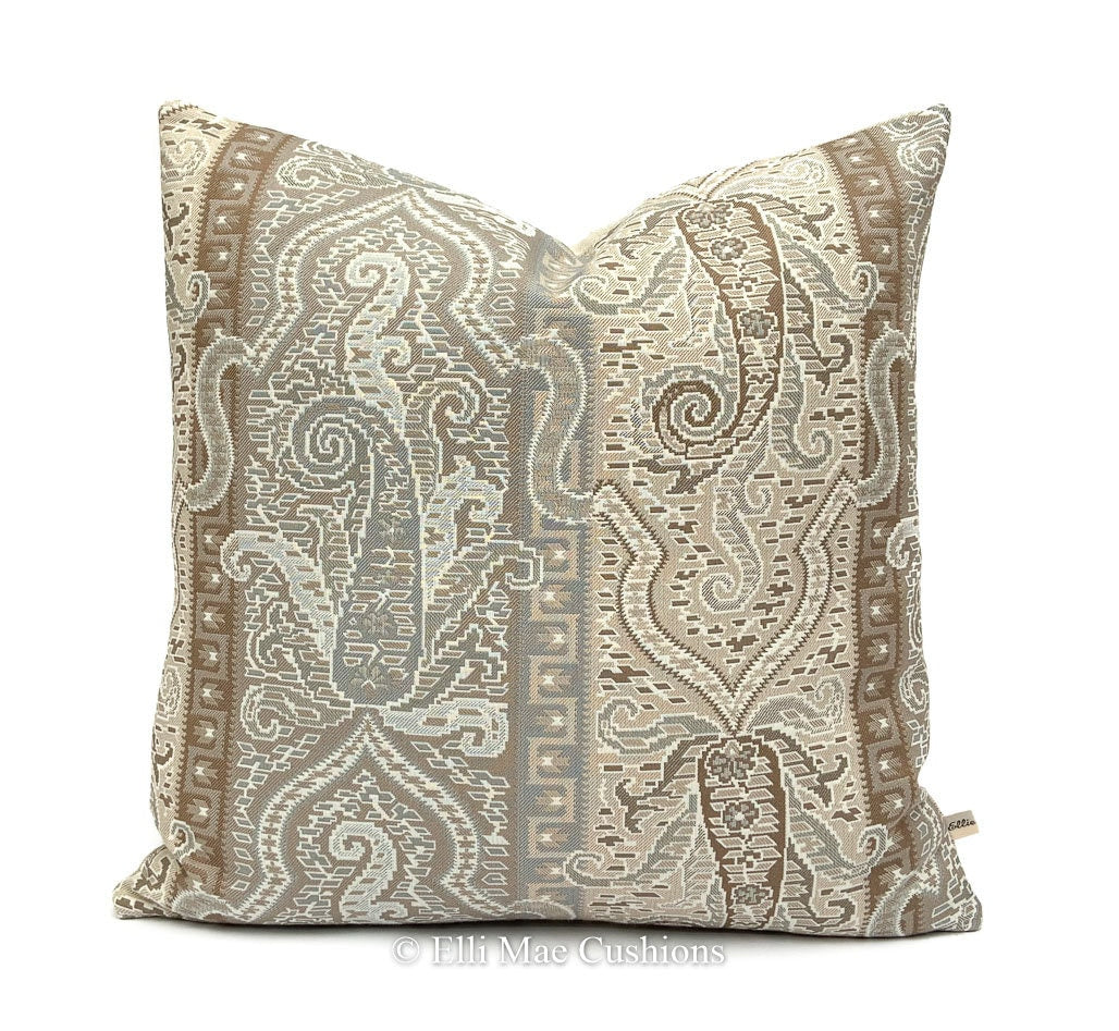 Luxury Designer Aztec Fabric Beige Grey Cream Cushion Pillow Cover