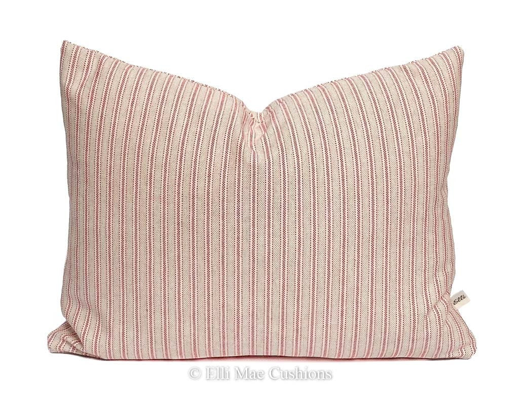 Luxury Designer Pink Beige Cream French Ticking Stripe Cushion Pillow Cover