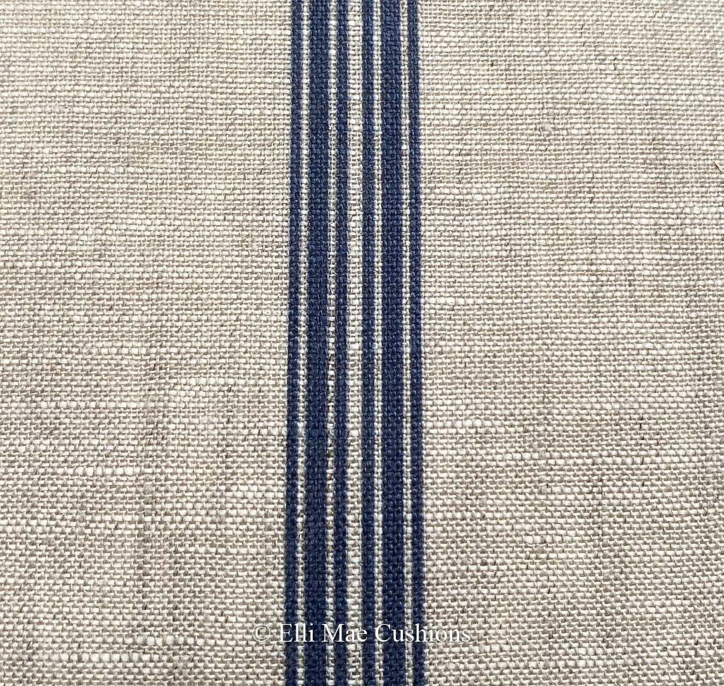 Cabbages and Roses Jolly Stripe Designer Linen Fabric Blue Cushion Pillow Cover
