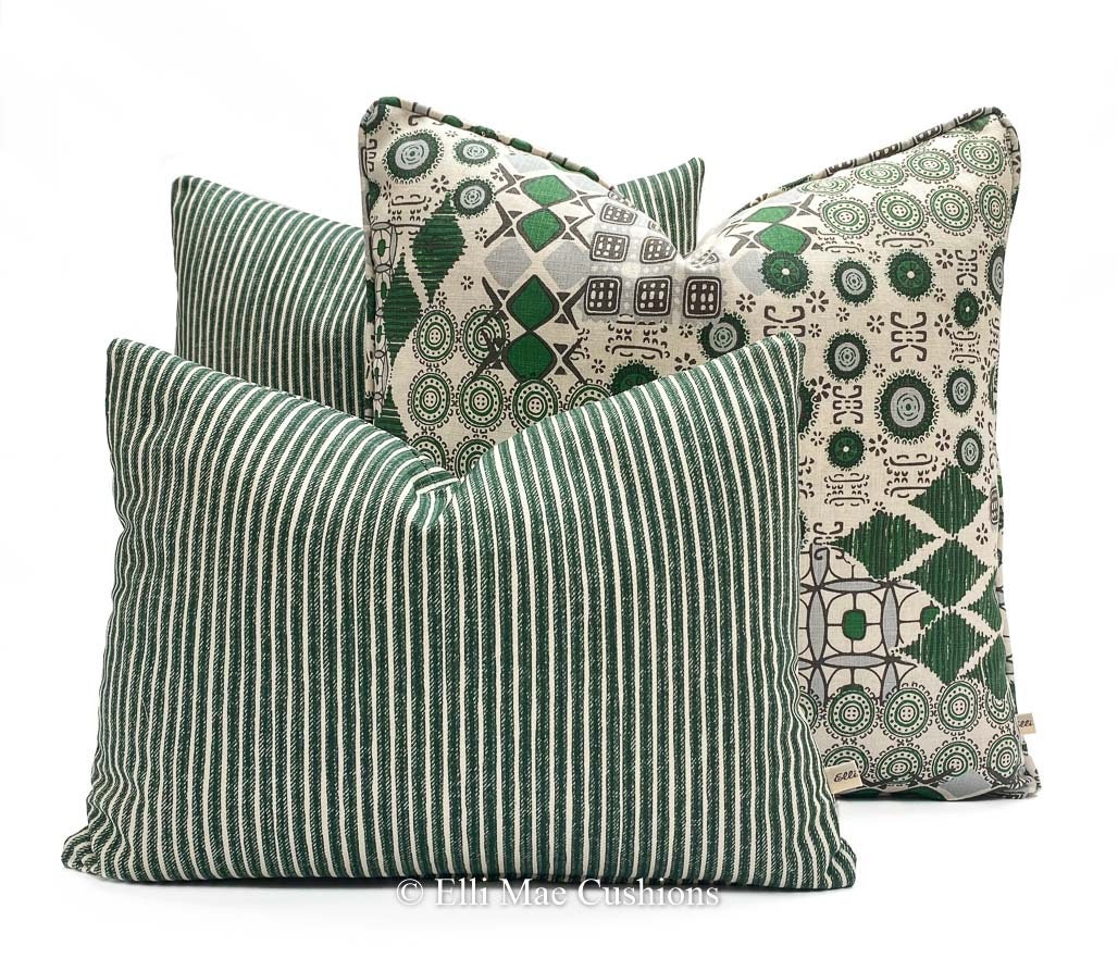 Martyn Lawrence Halcyon Luxury Designer Modern Green Beige Fabric Cushion Pillow Throw Cover