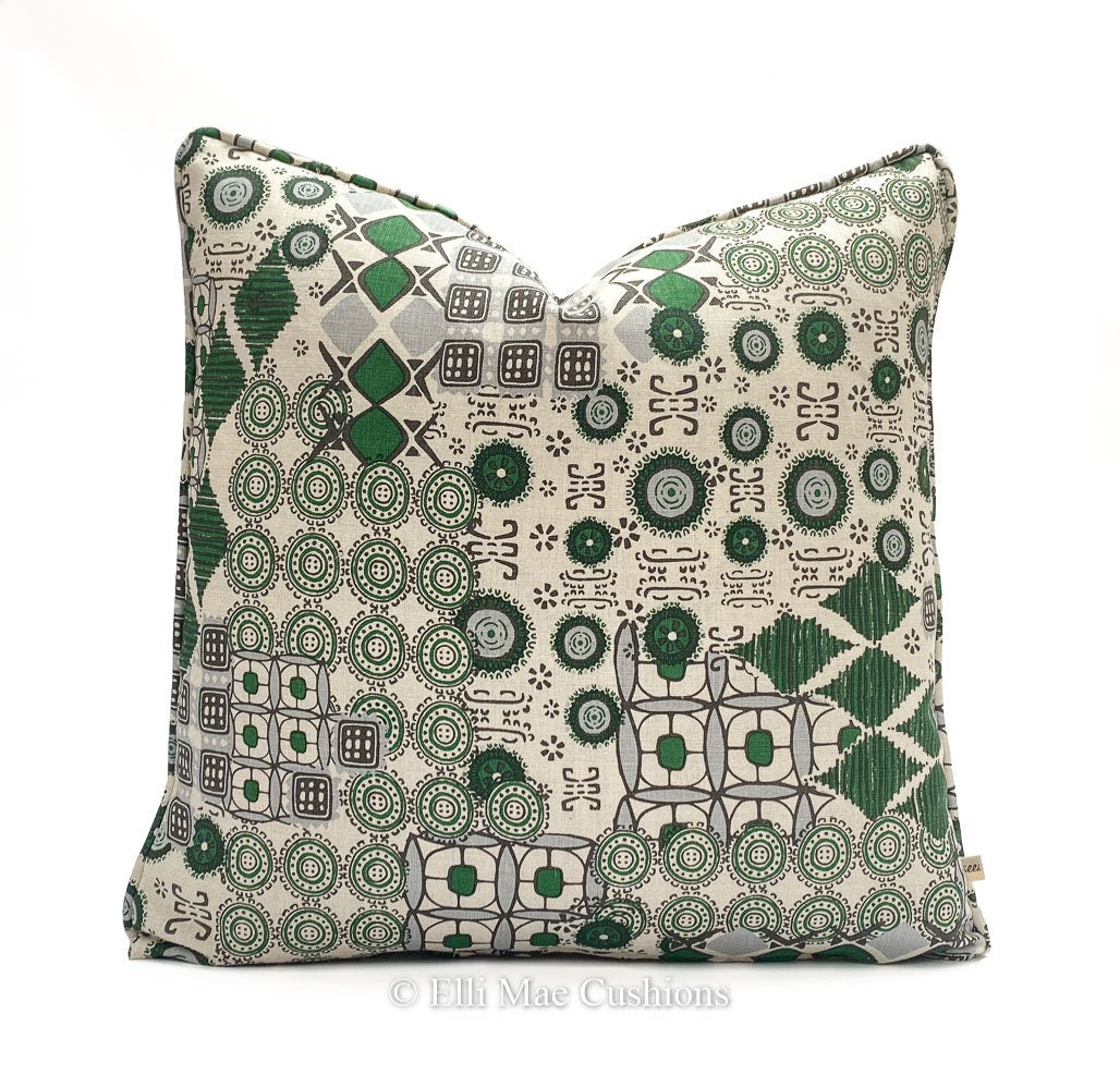 Martyn Lawrence Halcyon Luxury Designer Modern Green Beige Fabric Cushion Pillow Throw Cover