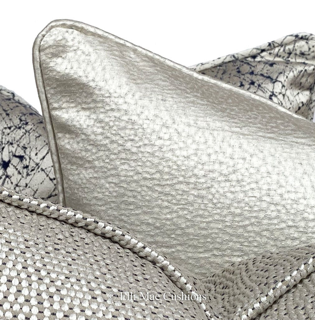 Sahco Dumas Luxury Designer Plain Cream Grey Textured Satin Cushion Pillow Cover