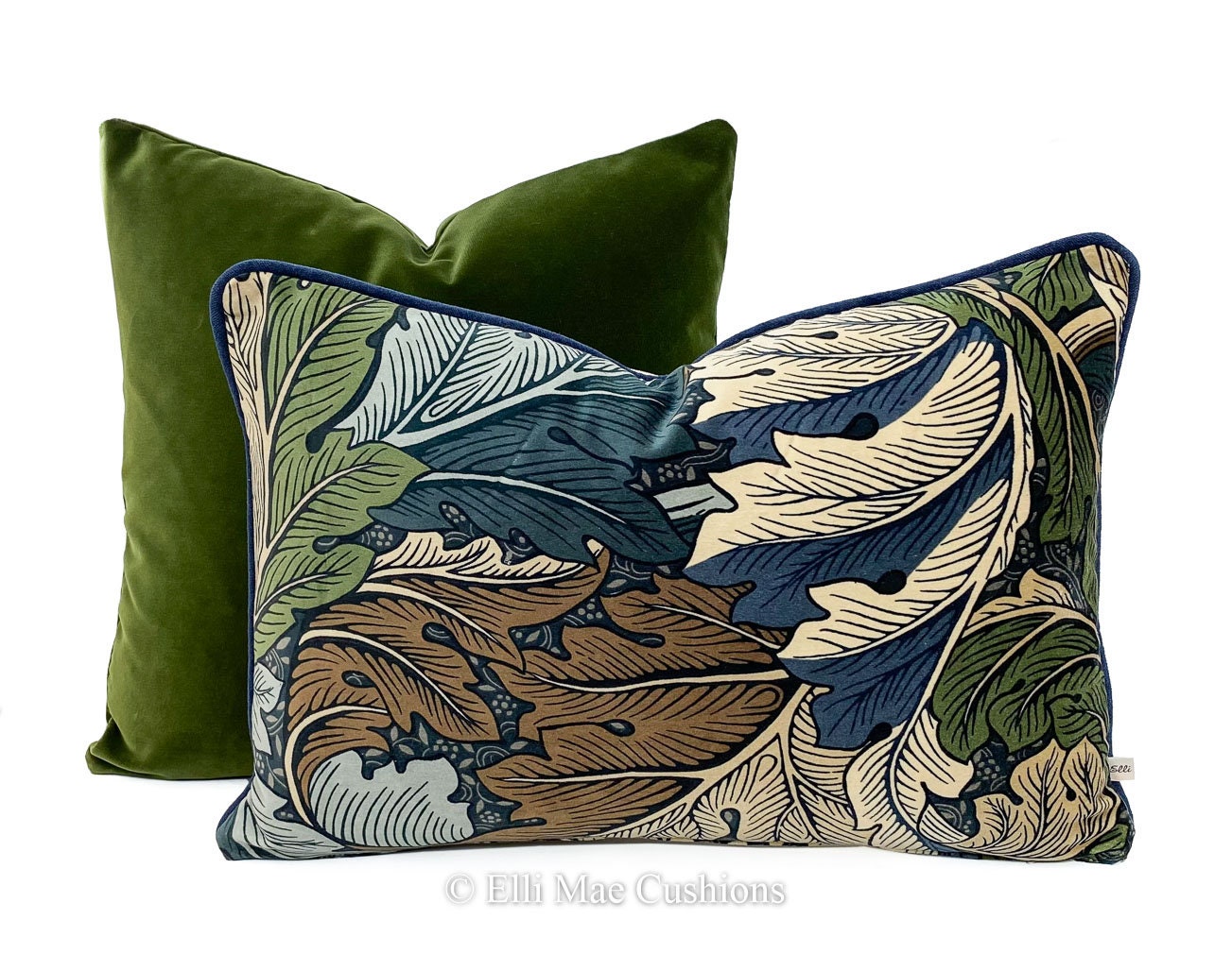 William Morris Luxury Designer Acanthus Velvet Vintage Blue Green Cushion Pillow Cover