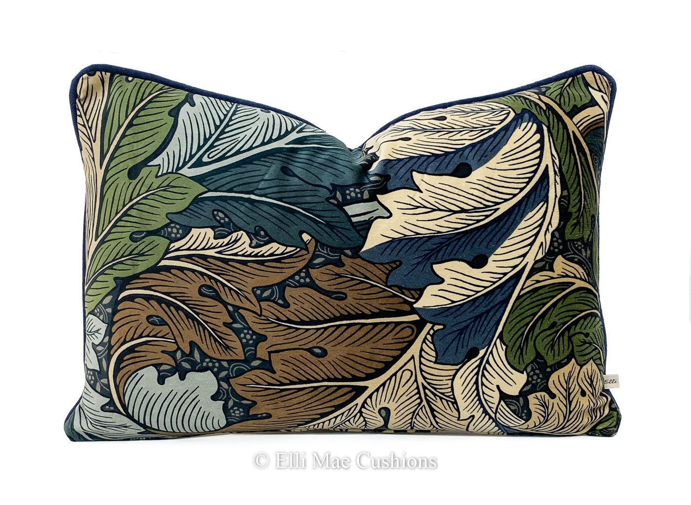 William Morris Luxury Designer Acanthus Velvet Vintage Blue Green Cushion Pillow Cover