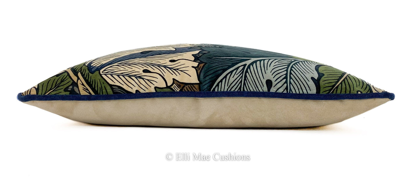 William Morris Luxury Designer Acanthus Velvet Vintage Blue Green Cushion Pillow Cover