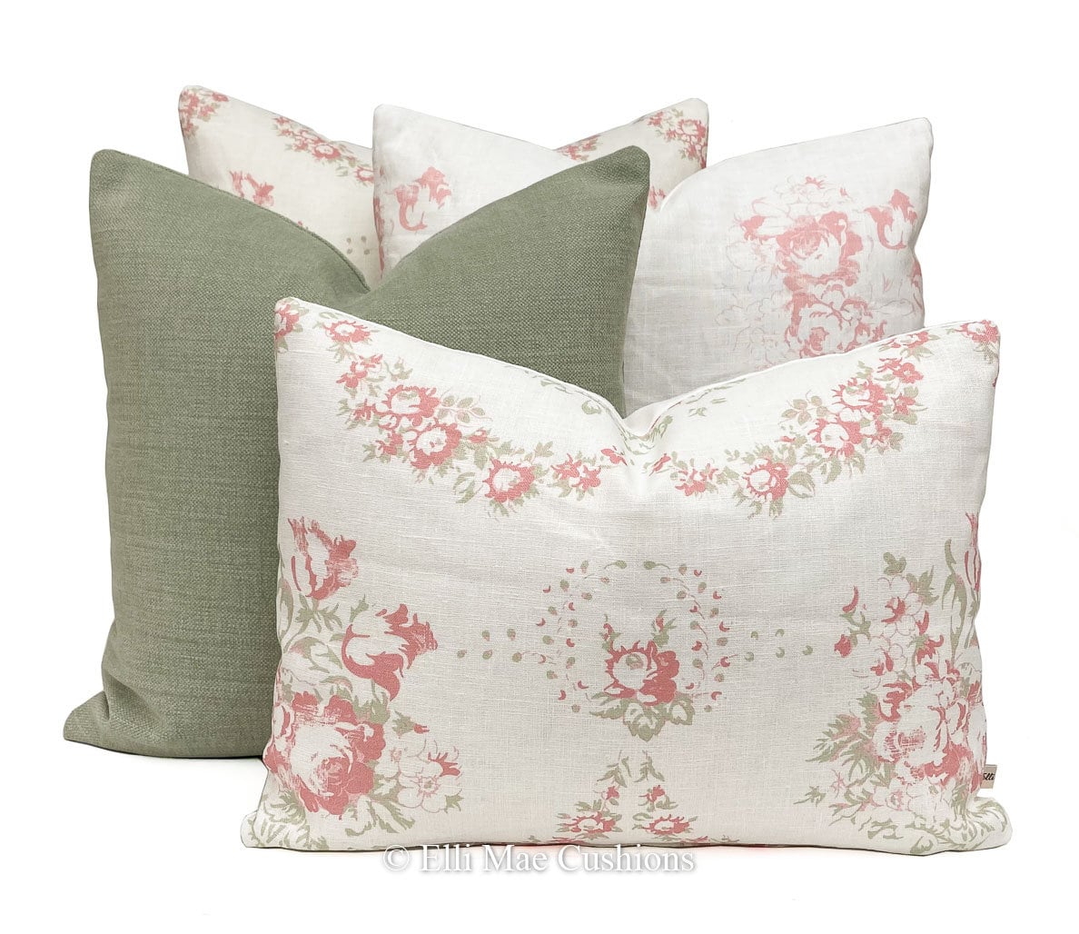 Cabbages and Roses Hatley Pink White Linen Vintage Designer Cushion Pillow Cover