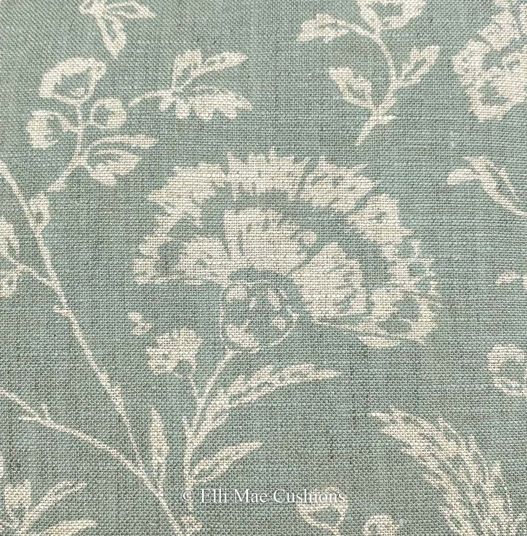 Cabbages and Roses French Toile Teal Vintage Linen Designer Sofa Throw Cushion Pillow Cover