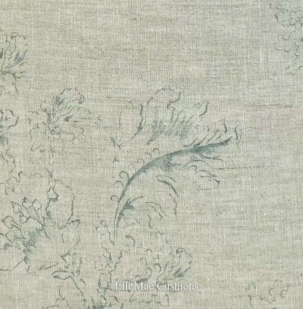 Cabbages and Roses Natural Meggernie Teal Designer Linen Cushion Pillow Cover