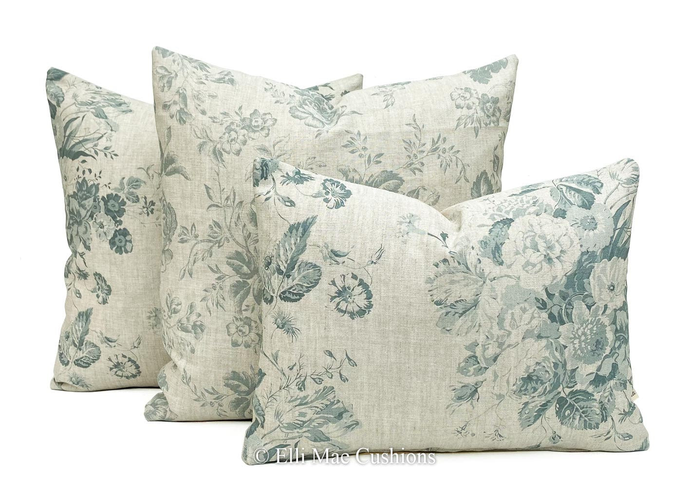 Cabbages and Roses Constance Luxury Designer Linen Teal Shabby Chic Cushion Cover