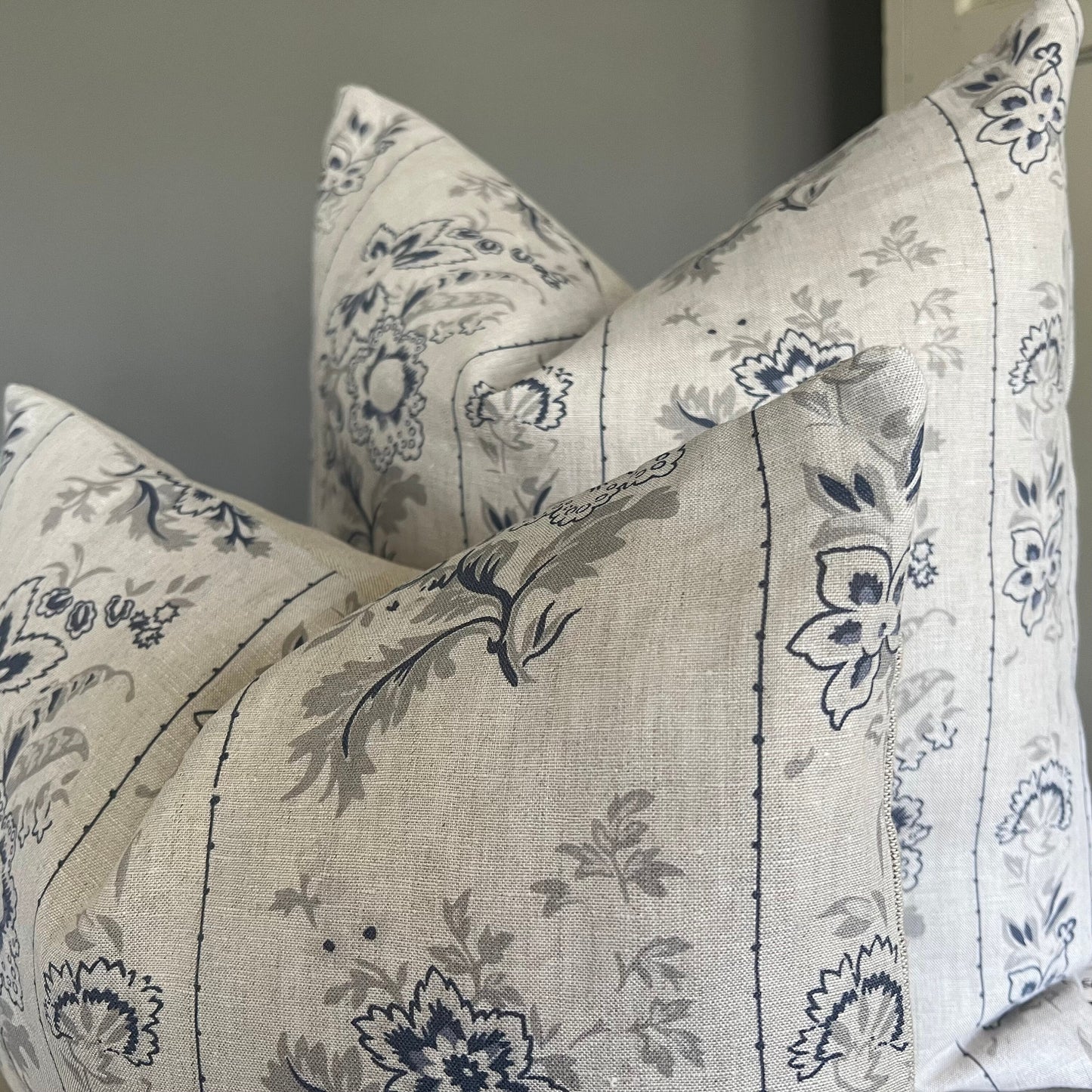 Cabbages and Roses India Rose Blue Luxury Designer Vintage Cushion Pillow Cover