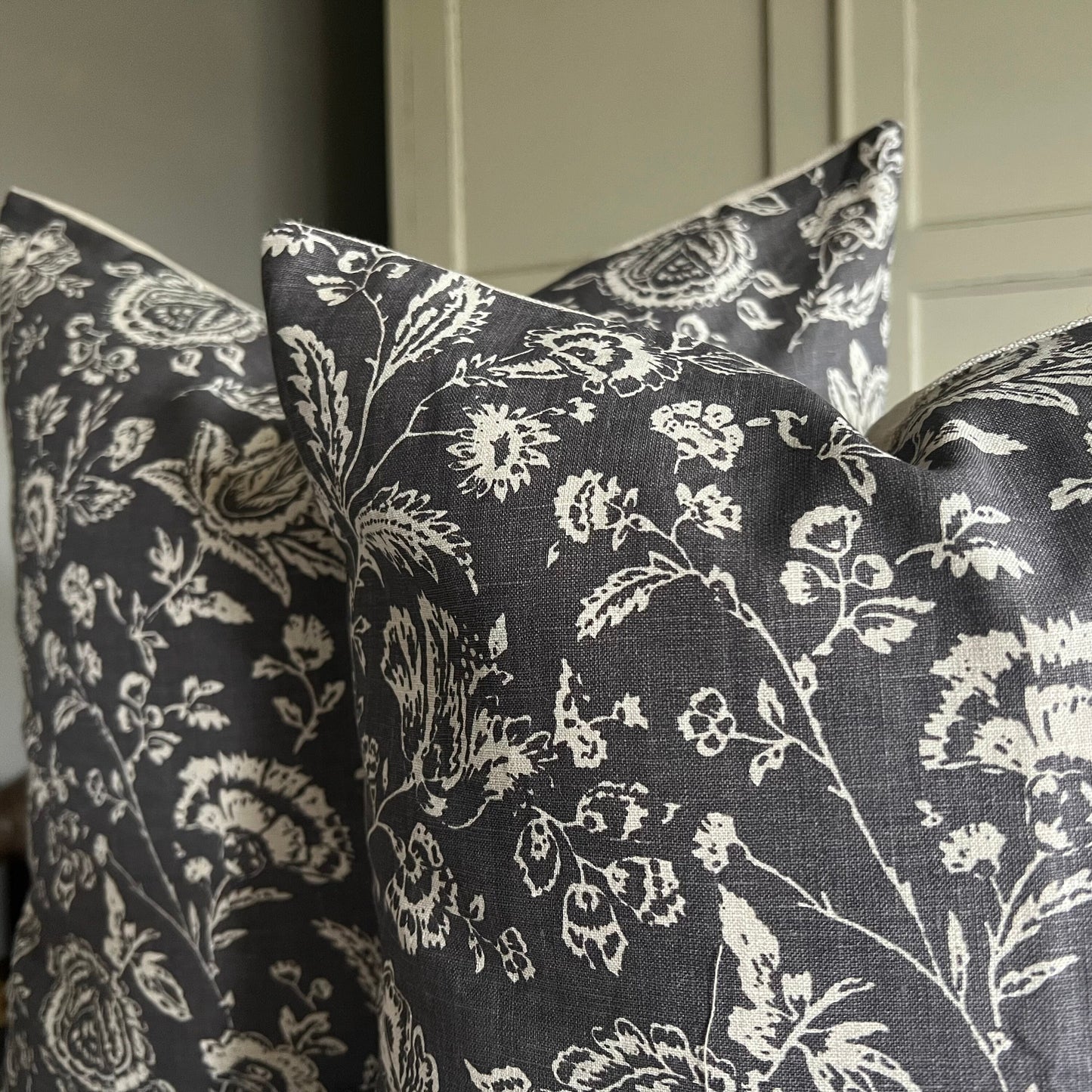 Cabbages and Roses French Toile Charcoal Vintage Shabby Chic Cushion Cover