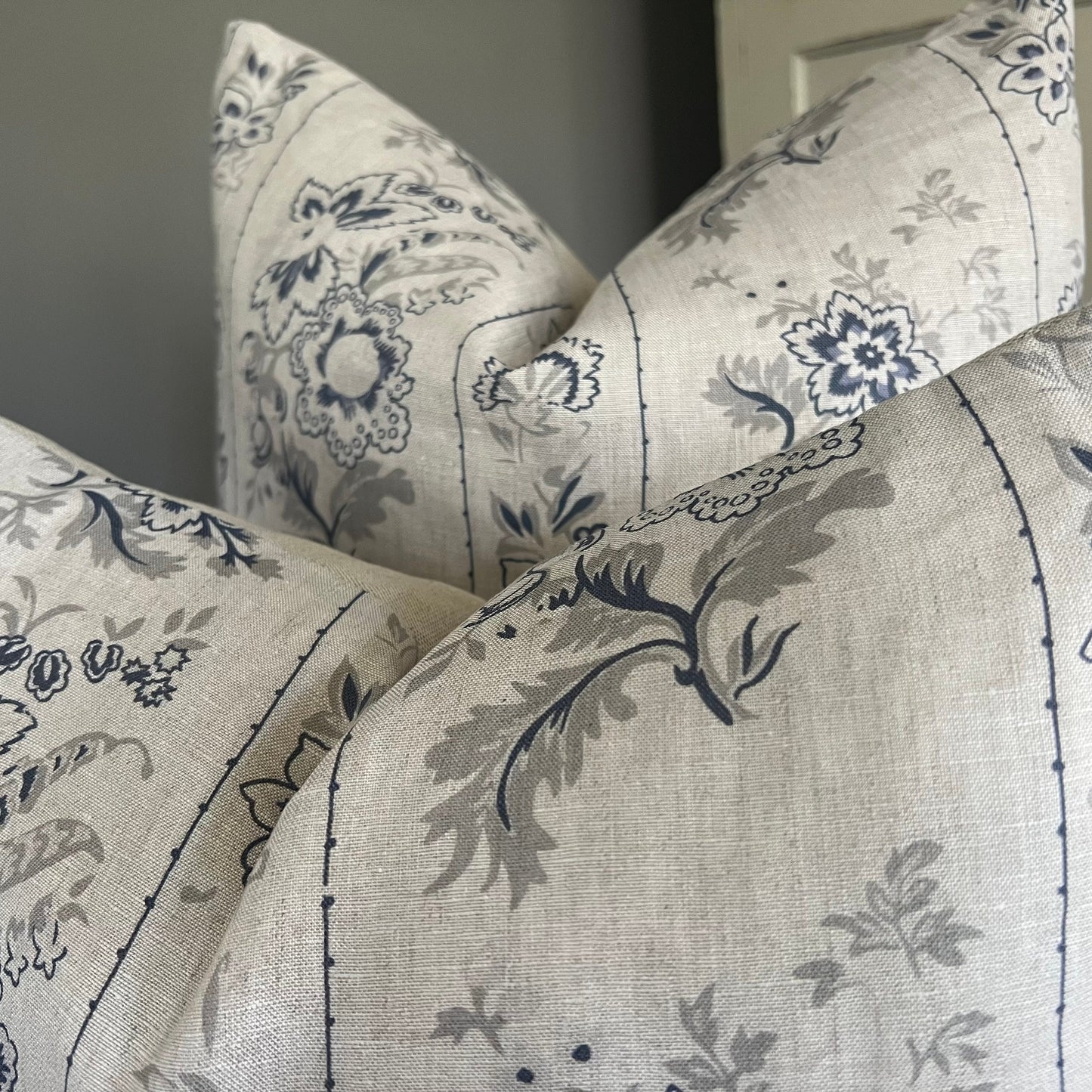 Cabbages and Roses India Rose Blue Luxury Designer Vintage Cushion Pillow Cover