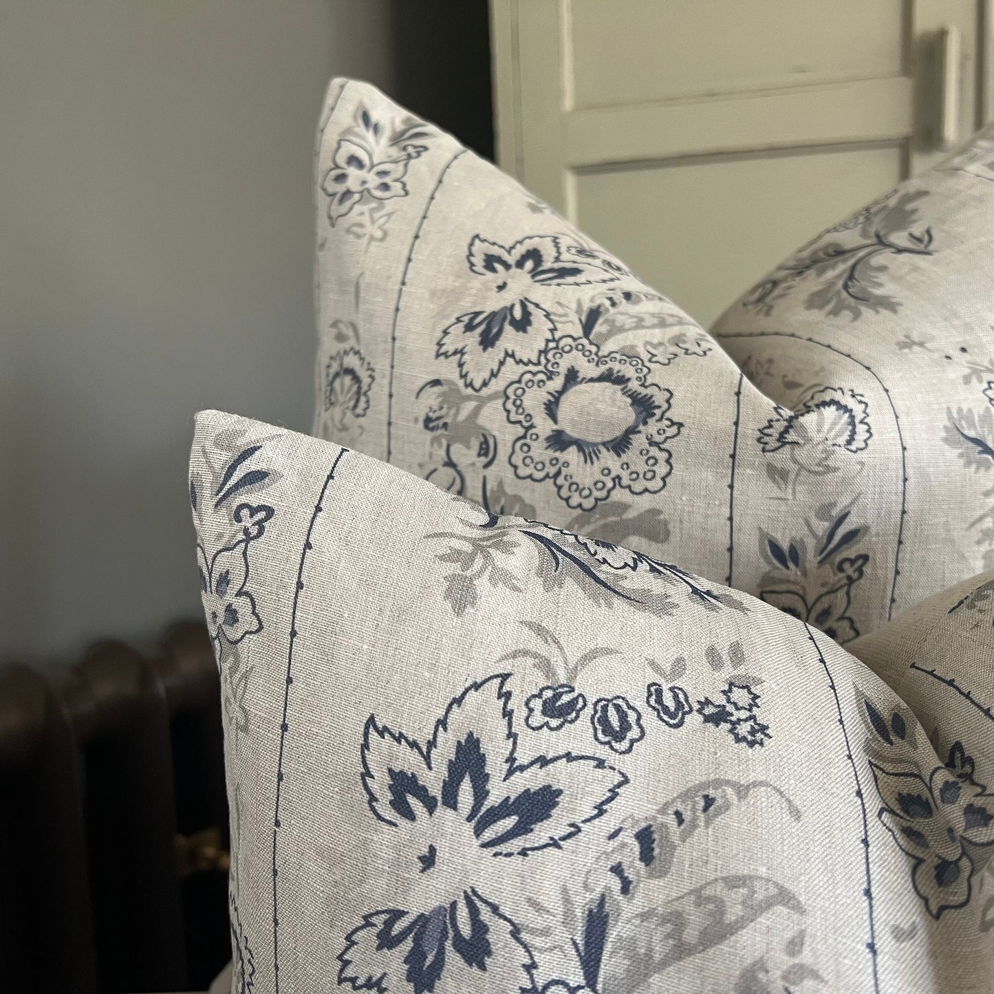 Cabbages and Roses India Rose Blue Luxury Designer Vintage Cushion Pillow Cover