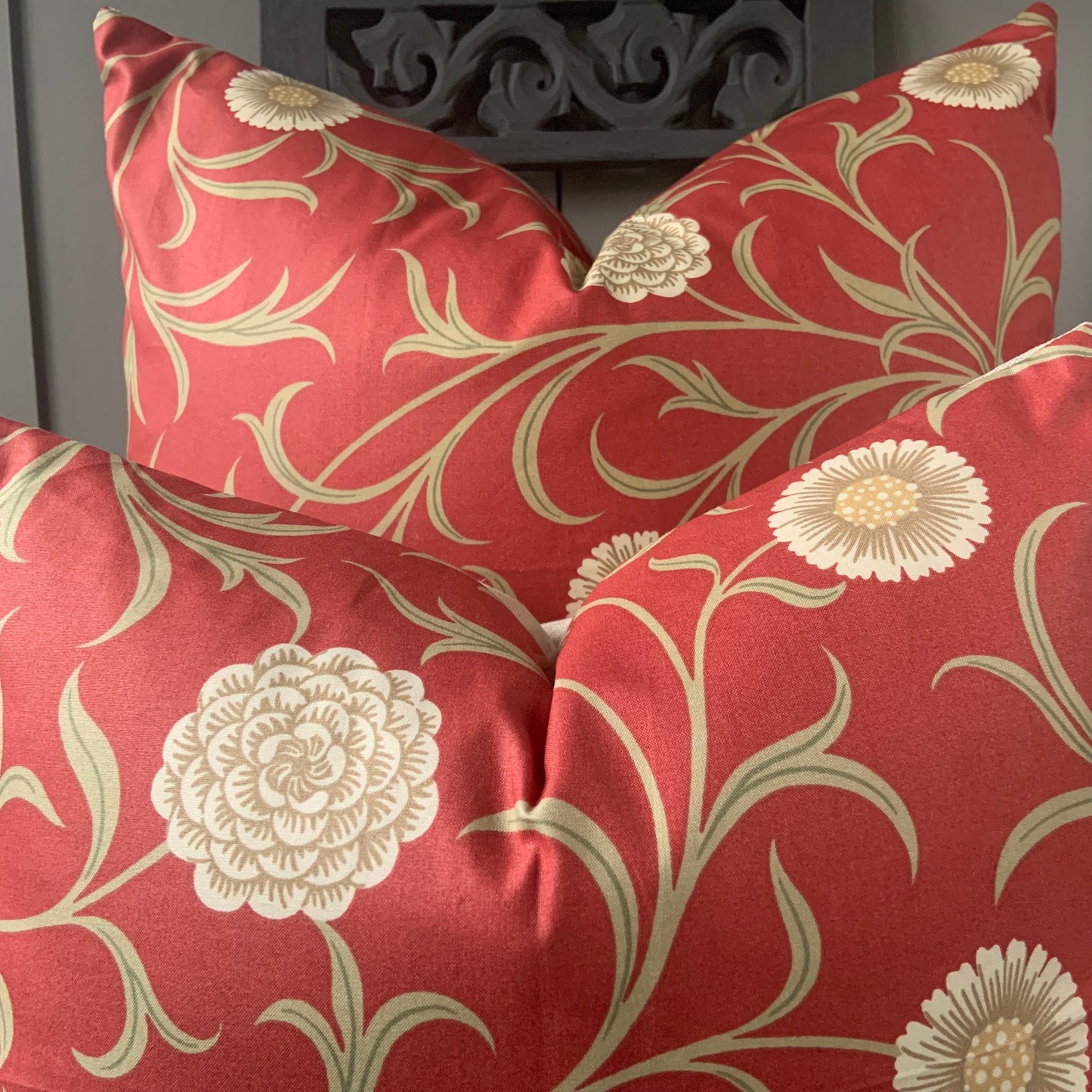William Morris Luxury Designer "Scroll" Vintage Retro Red Floral Sofa Cushion Pillow Cover