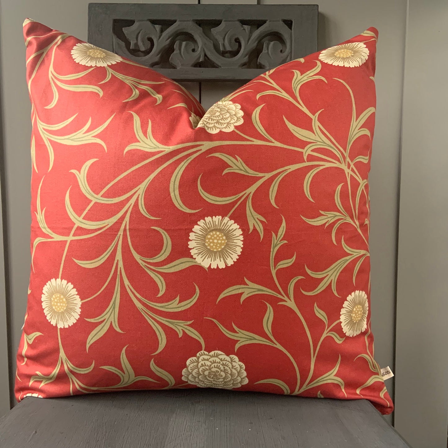 William Morris Luxury Designer "Scroll" Vintage Retro Red Floral Sofa Cushion Pillow Cover