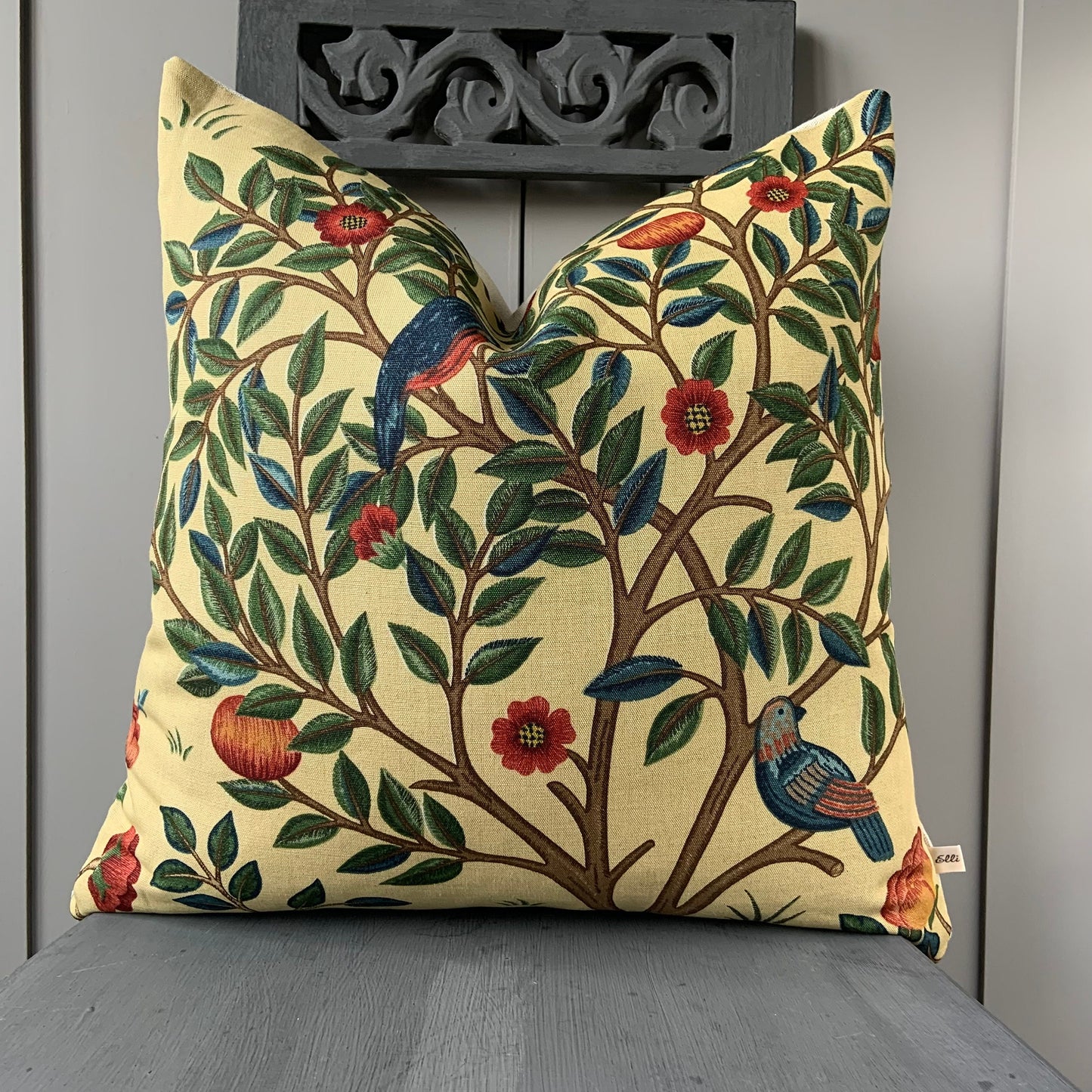 William Morris Fabric Cushion Cover Designer Kelmscott Tree Linen Red Pillow