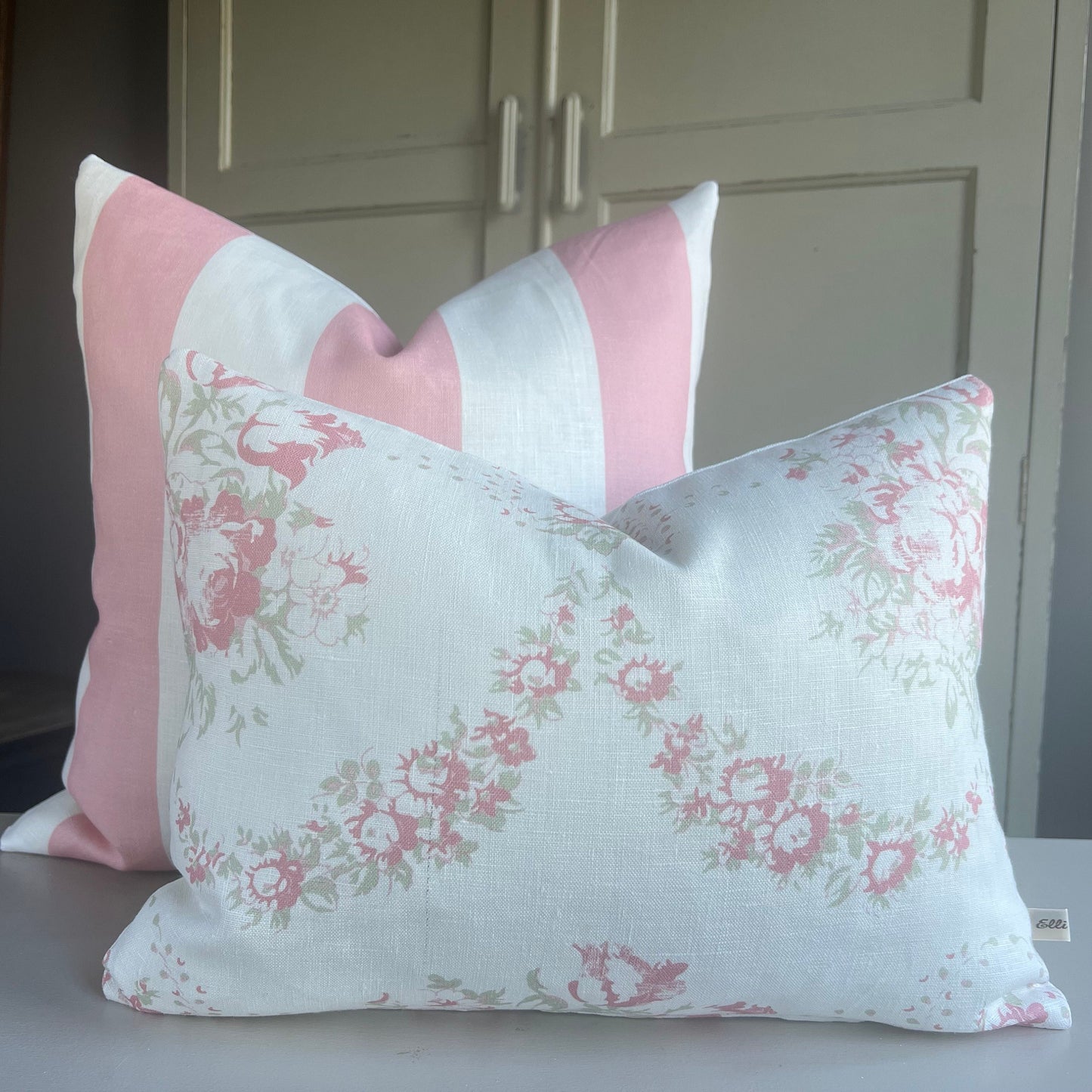 Cabbages and Roses Luxury Vintage Bees Pink White Designer Cushion Pillow Cover