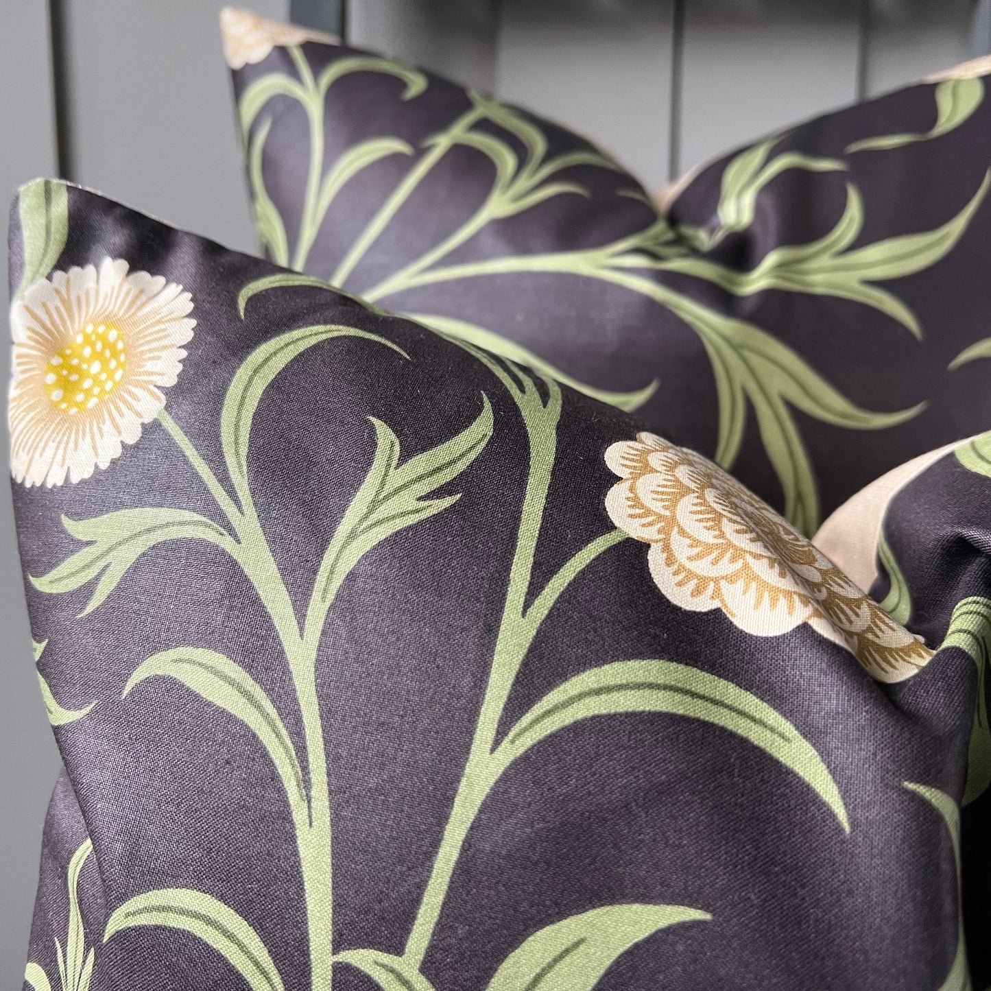 William Morris "Scroll" Vintage Retro Floral Black Sofa Cushion Pillow Cover
