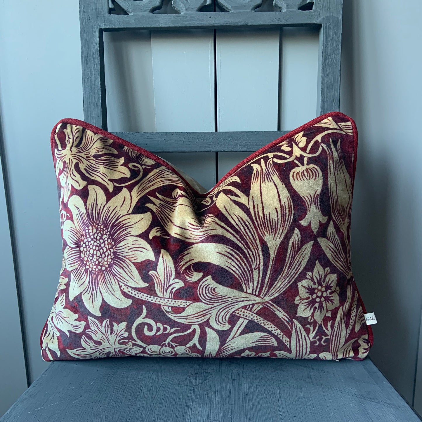 William Morris Luxury Designer Sunflower Red Velvet Vintage Cushion Pillow Throw Cover
