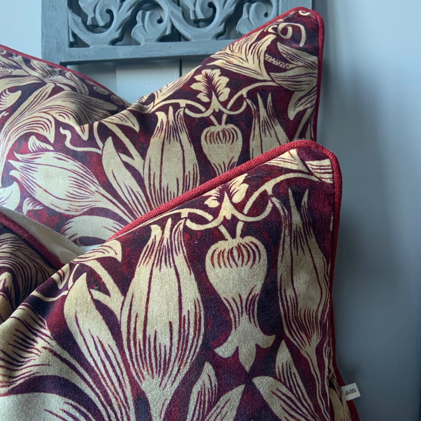 William Morris Luxury Designer Sunflower Red Velvet Vintage Cushion Pillow Throw Cover
