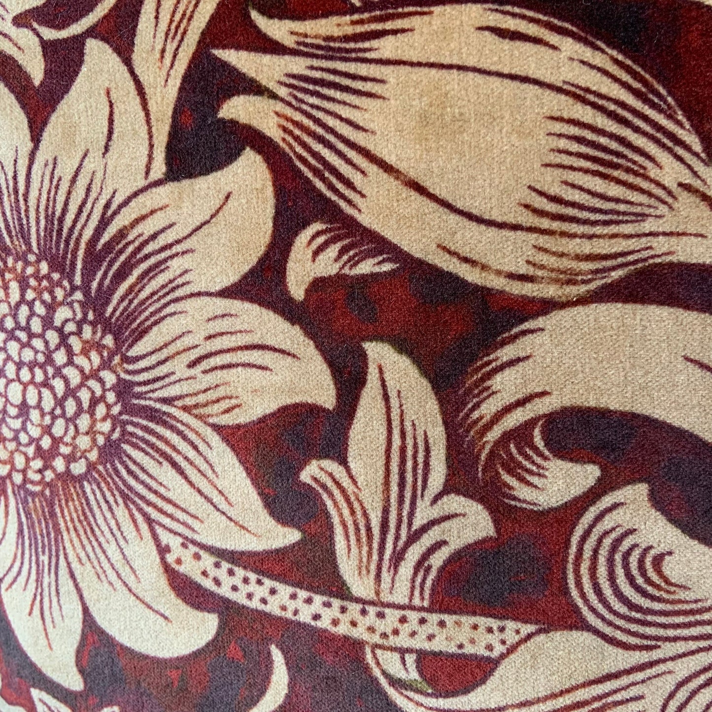 William Morris Luxury Designer Sunflower Red Velvet Vintage Cushion Pillow Throw Cover