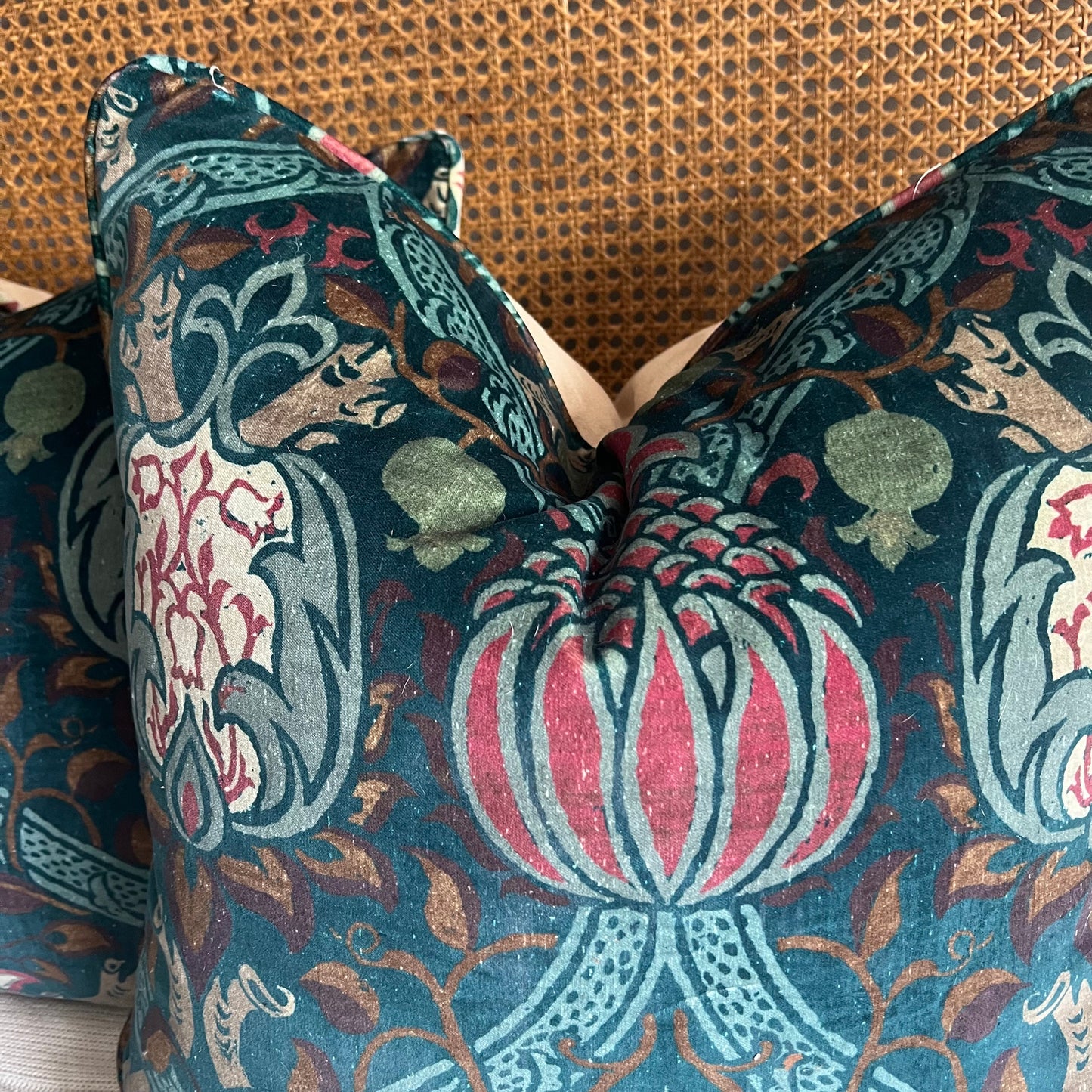 William Morris Luxury Designer Granada Indigo Blue Velvet Vintage Cushion Pillow Throw Cover