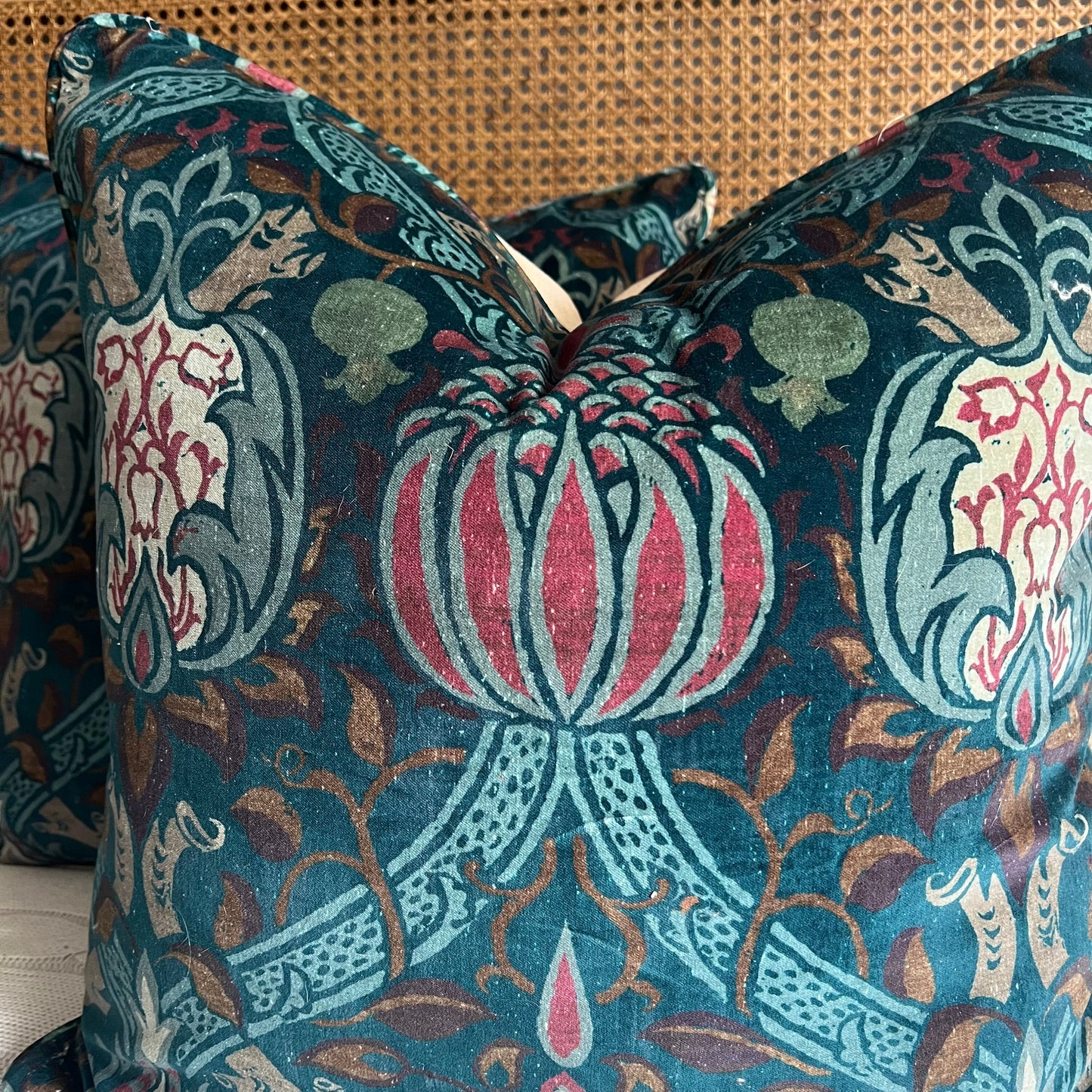 William Morris Luxury Designer Granada Indigo Blue Velvet Vintage Cushion Pillow Throw Cover
