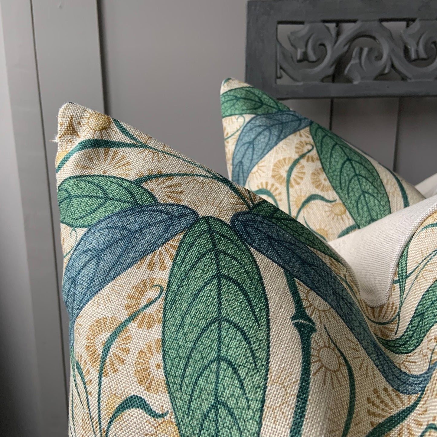 William Morris Luxury Designer Bamboo Vintage Blue Green Cushion Pillow Cover