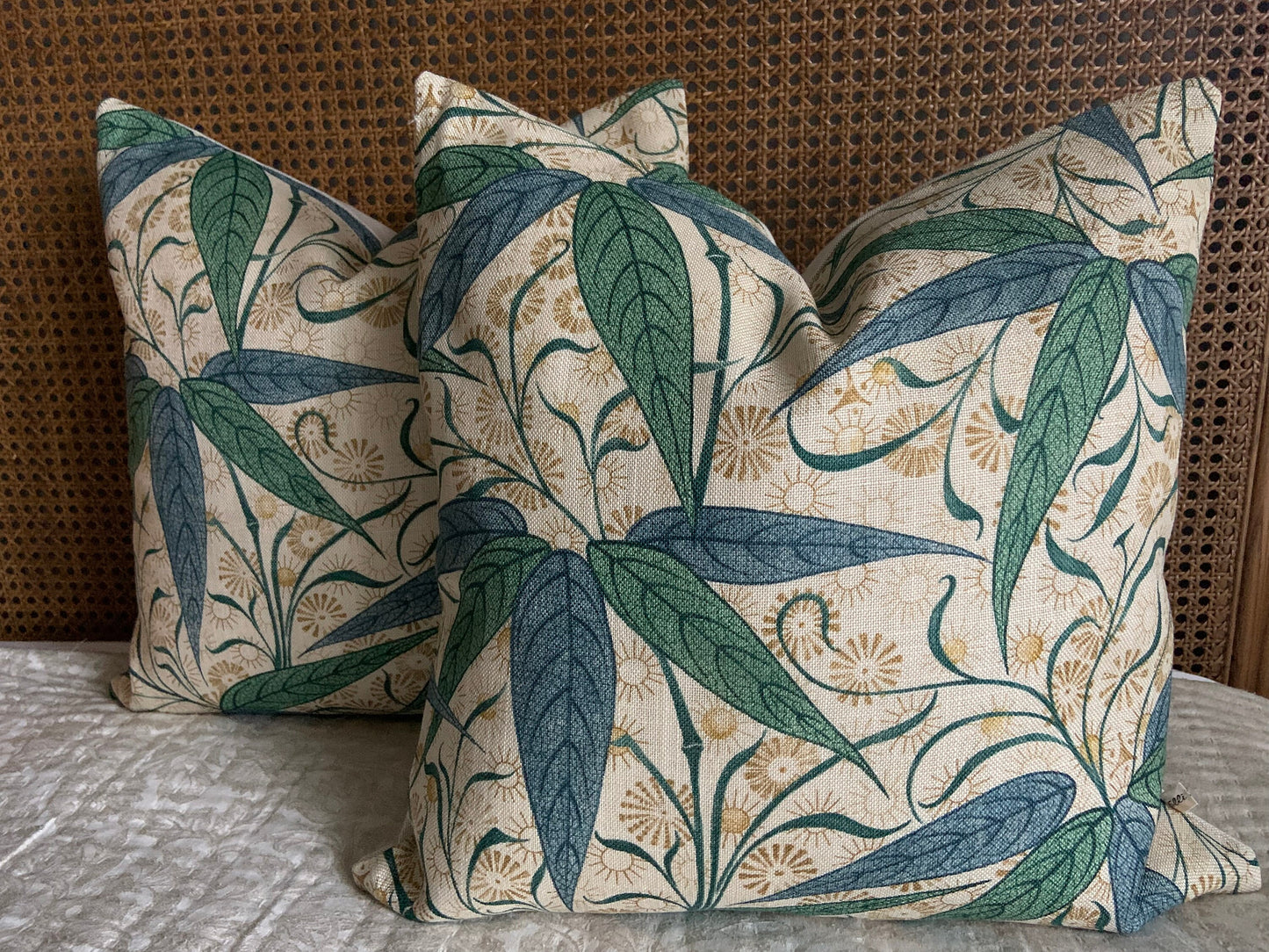 William Morris Luxury Designer Bamboo Vintage Blue Green Cushion Pillow Cover