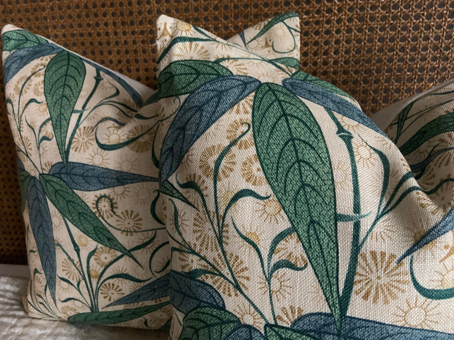 William Morris Luxury Designer Bamboo Vintage Blue Green Cushion Pillow Cover