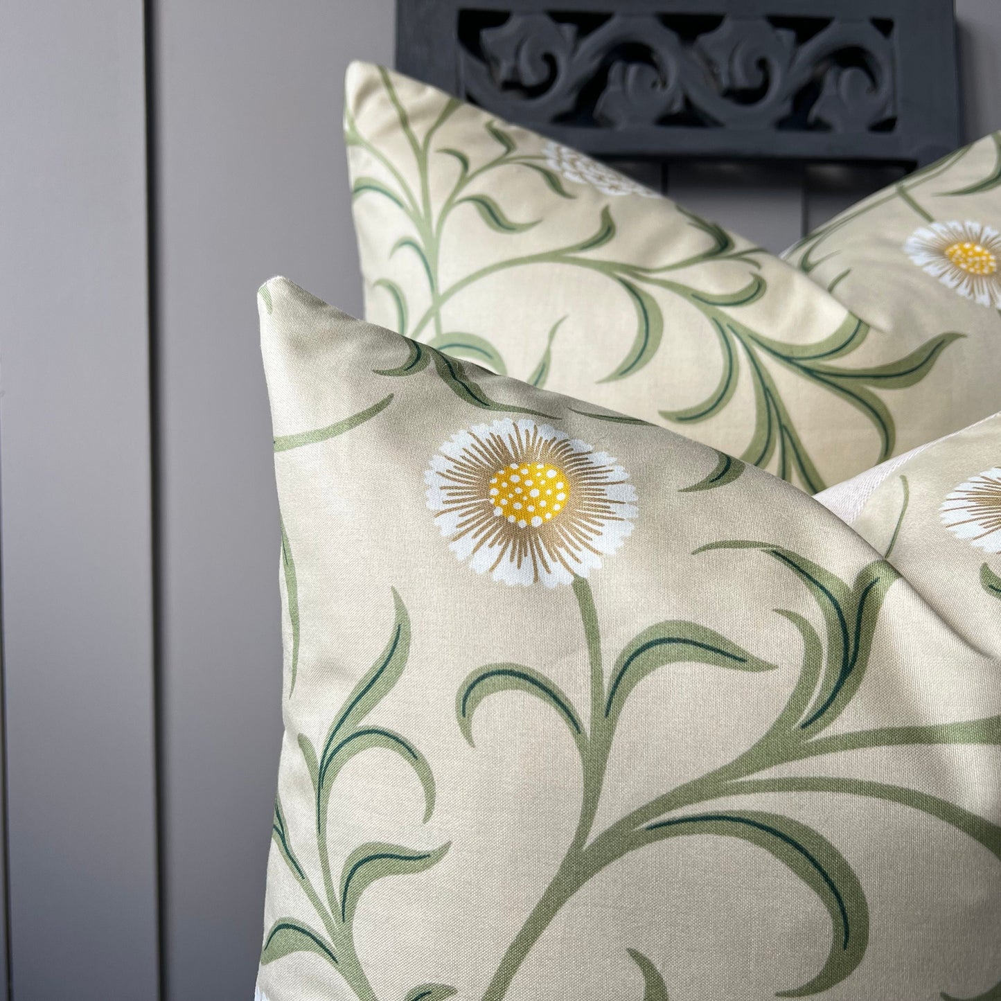 William Morris Scroll Cream Green Designer Fabric Sofa Cushion Pillow Cover