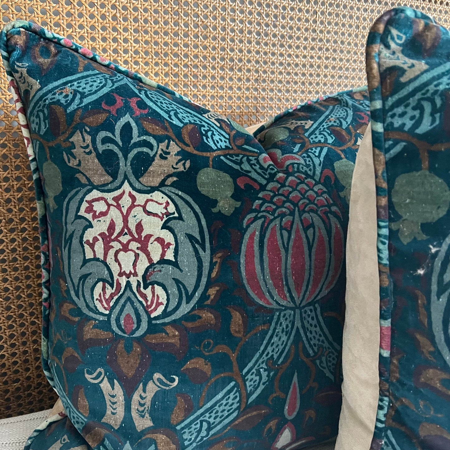 William Morris Luxury Designer Granada Indigo Blue Velvet Vintage Cushion Pillow Throw Cover