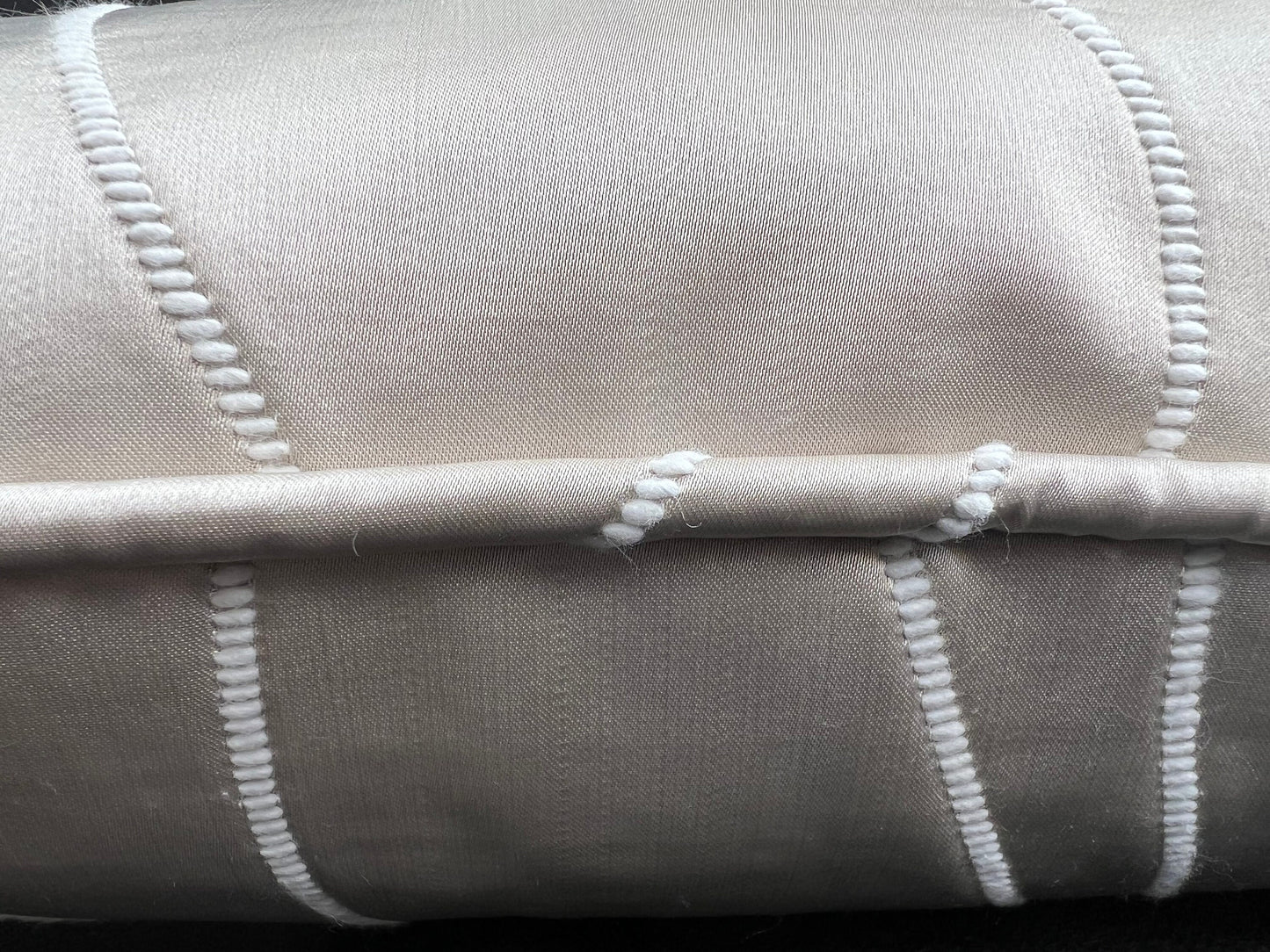 Luxury Designer Taupe Beige Neutral Contemporary Satin Wavy Striped Fabric Cushion Pillow Cover