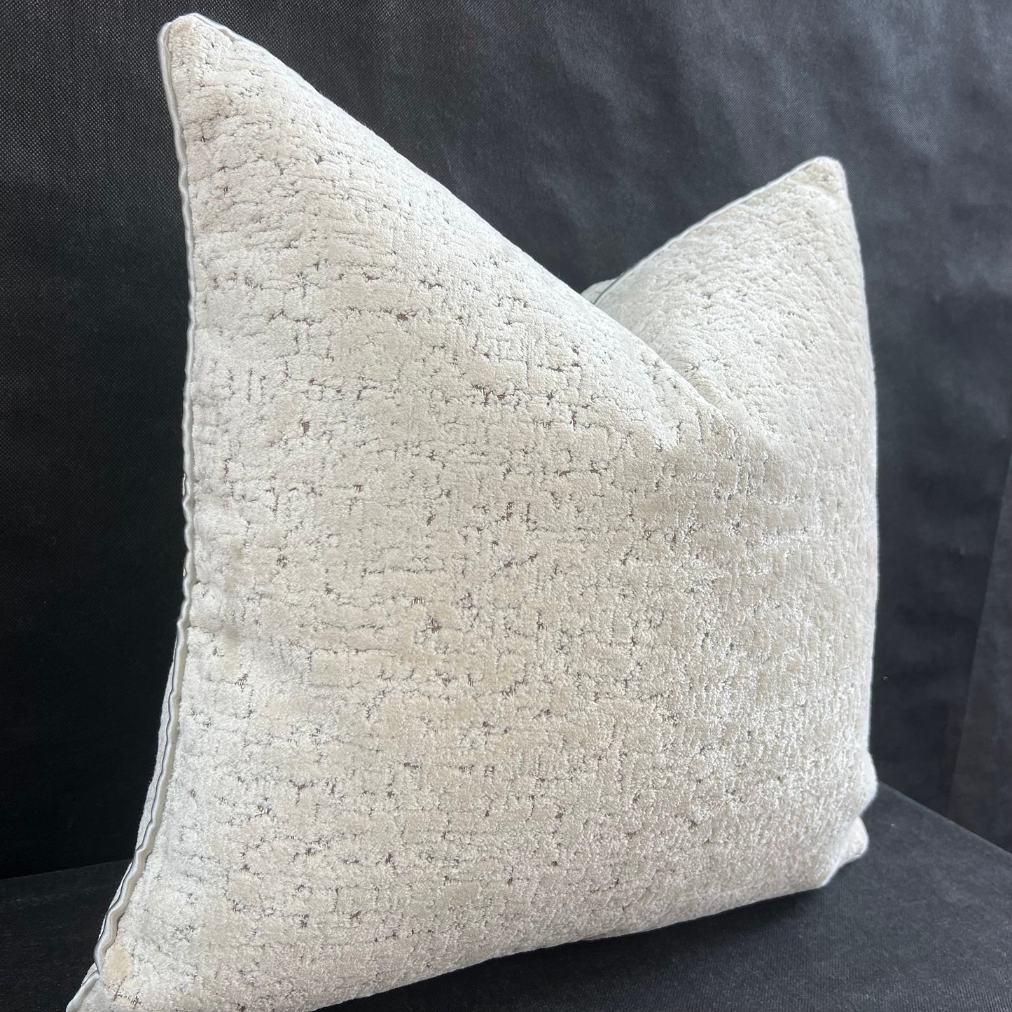 Zinc Luxury Designer Velvet Hutton Contemporary Neutral Silver Cushion Pillow Throw Cover