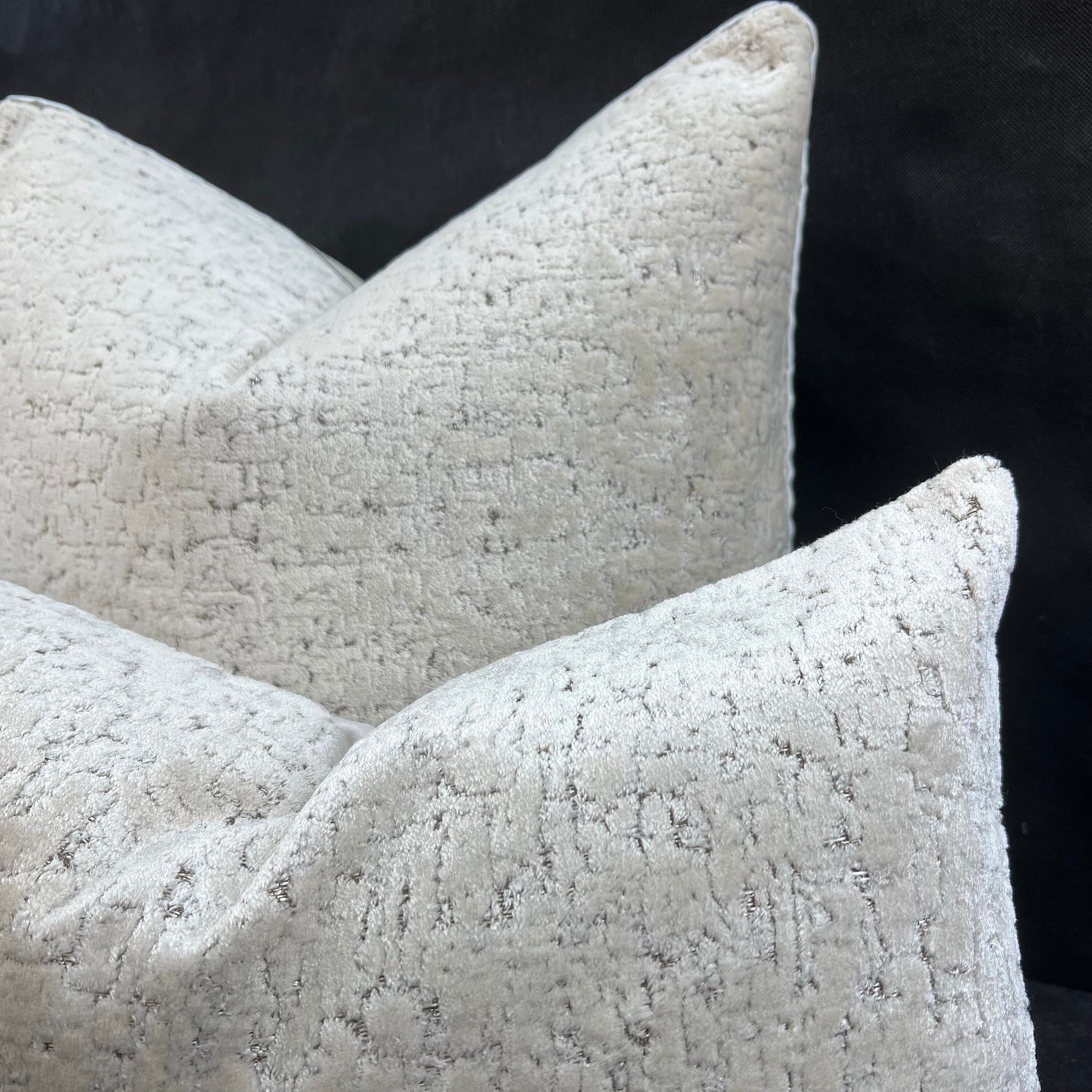 Zinc Luxury Designer Velvet Hutton Contemporary Neutral Silver Cushion Pillow Throw Cover