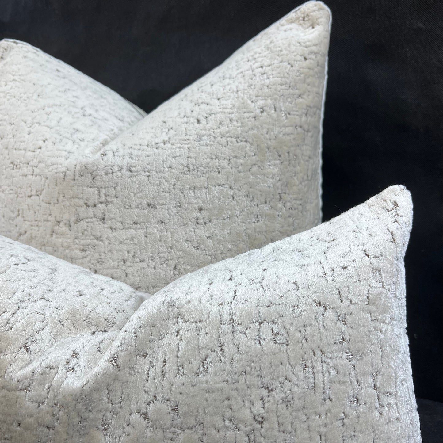 Zinc Luxury Designer Velvet Hutton Contemporary Neutral Silver Cushion Pillow Throw Cover