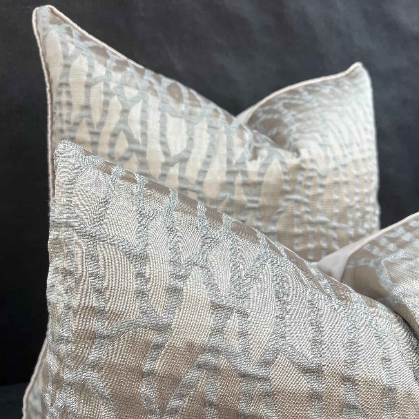 Zinc Wallis Luxury Designer Beige Gold Contemporary Abstract Fabric Cushion Cover Throw Pillow