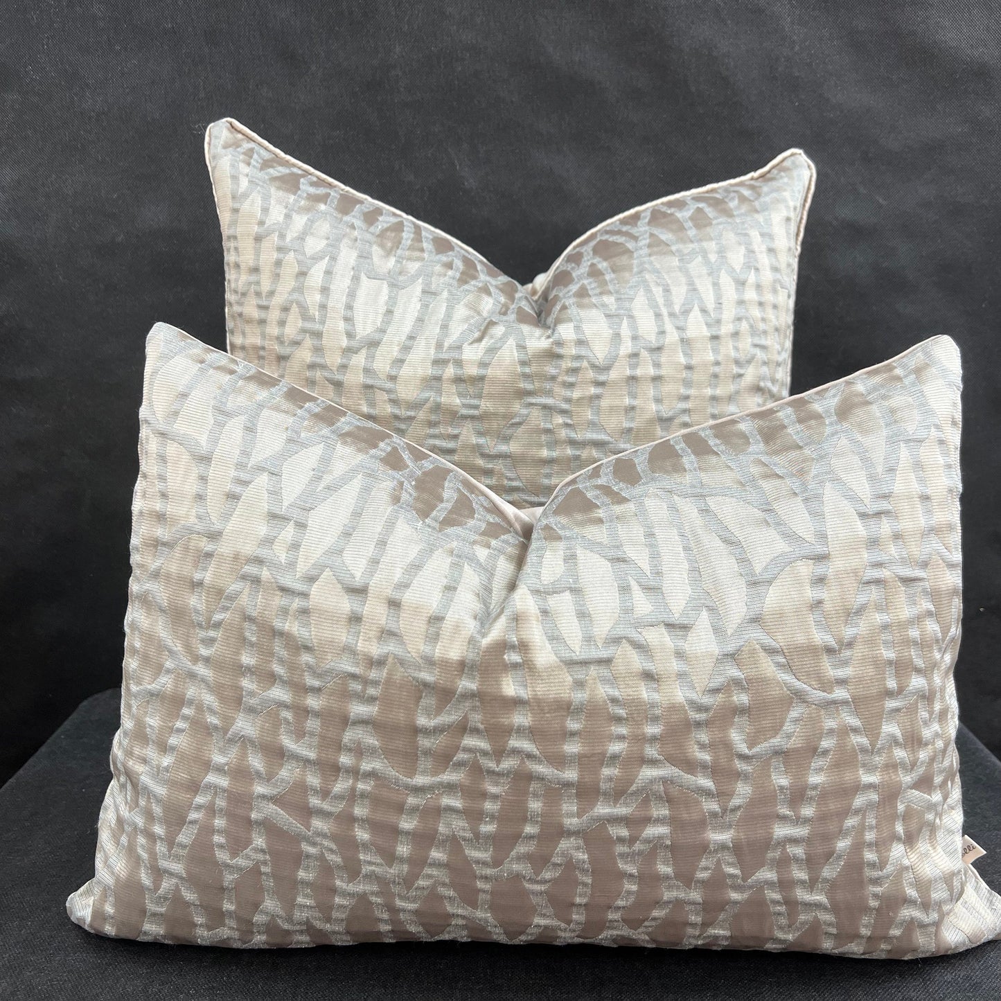 Zinc Wallis Luxury Designer Beige Gold Contemporary Abstract Fabric Cushion Cover Throw Pillow