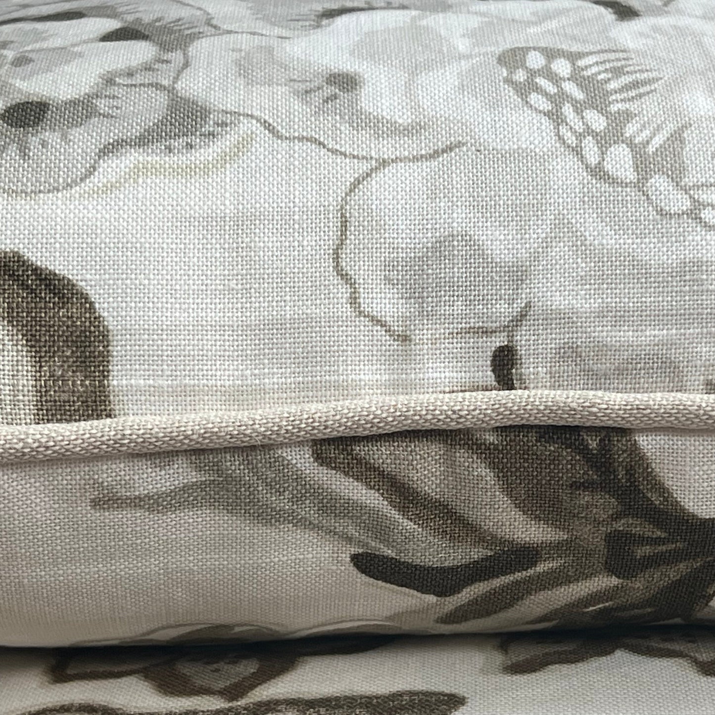 Schumacher Luxury Designer Bermuda Blossoms Beige Grey Cushion Pillow Sofa Cover