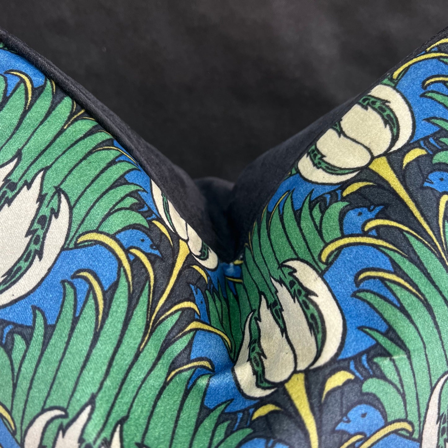 Sanderson Luxury Designer Tulip and Bird Blue Green Black Cushion Pillow Throw Cover