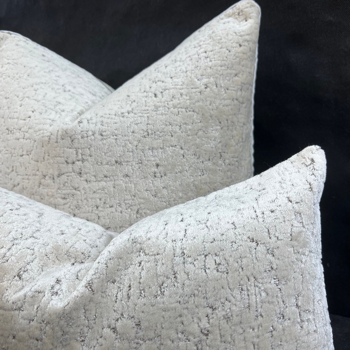 Zinc Luxury Designer Velvet Hutton Contemporary Neutral Silver Cushion Pillow Throw Cover