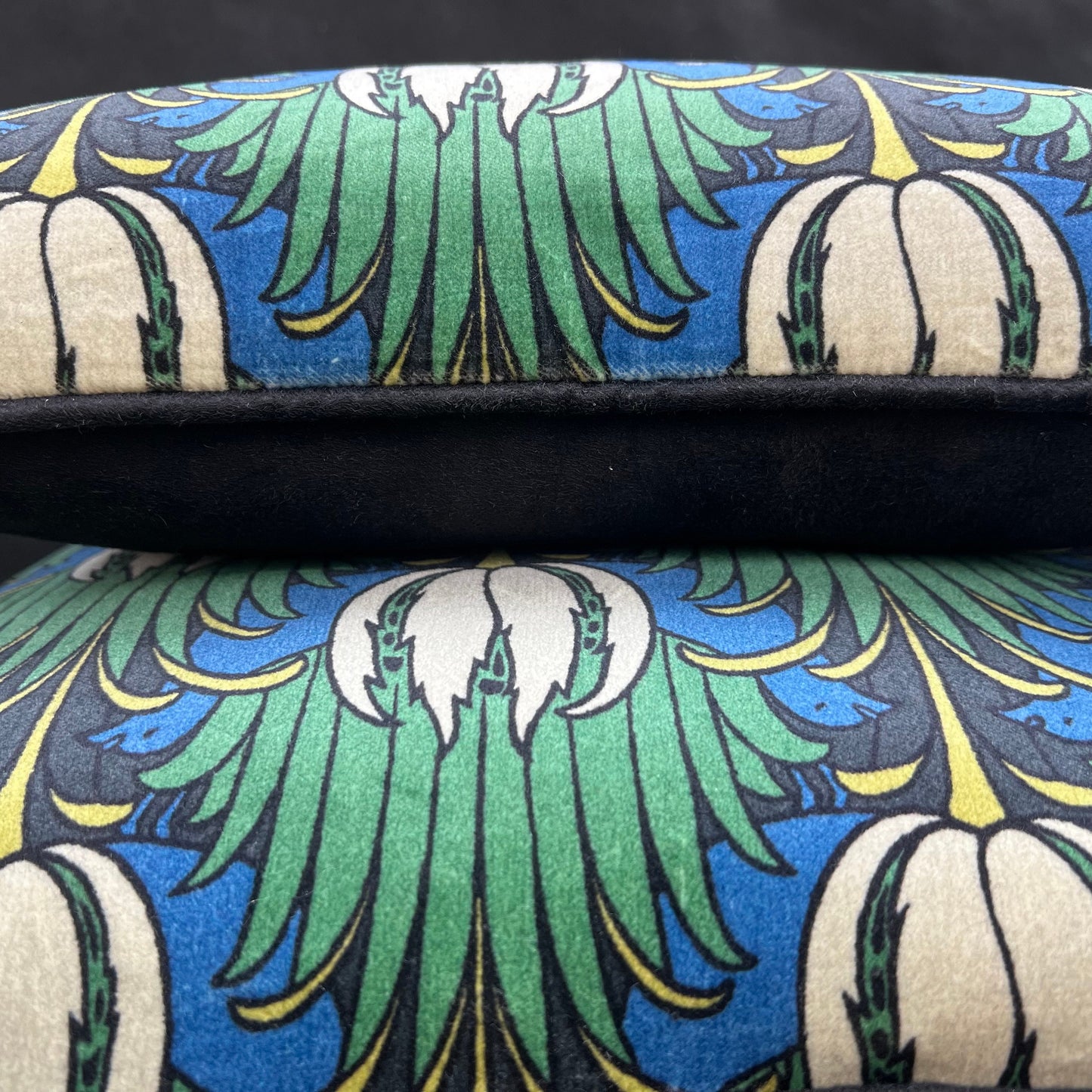 Sanderson Luxury Designer Tulip and Bird Blue Green Black Cushion Pillow Throw Cover