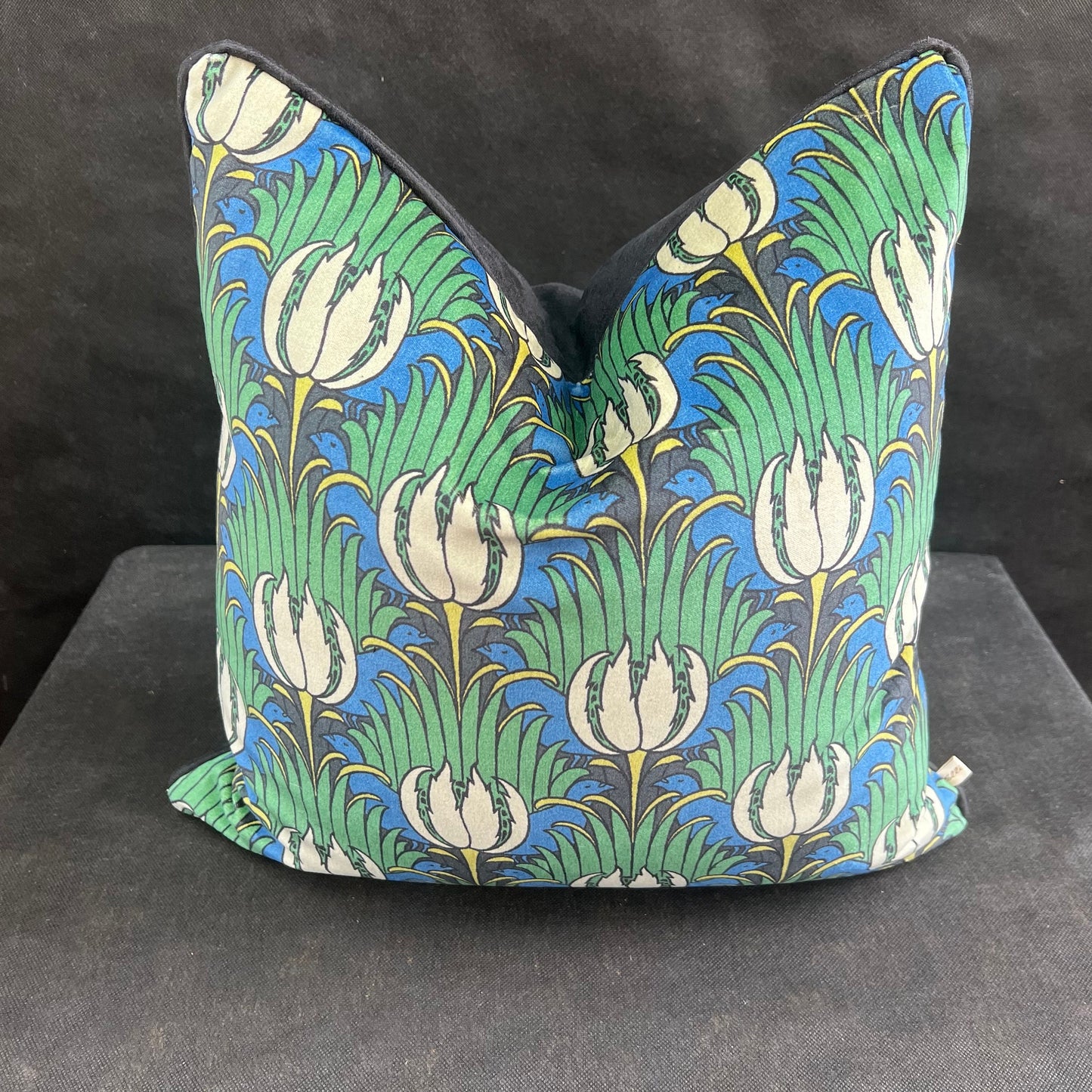 Sanderson Luxury Designer Tulip and Bird Blue Green Black Cushion Pillow Throw Cover