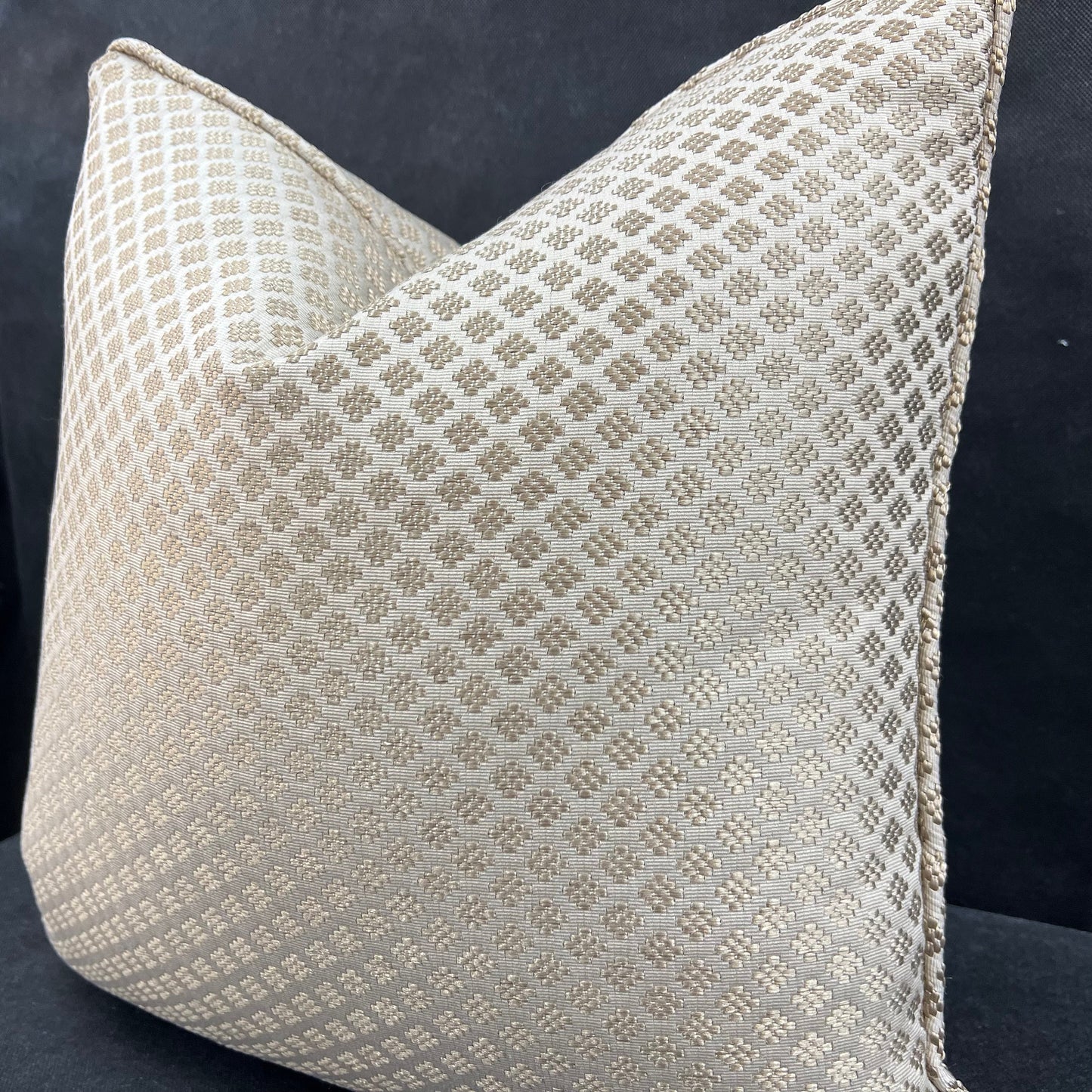Luxury Designer Antique Gold Embroidered Geometric Cushion Pillow Throw Cover