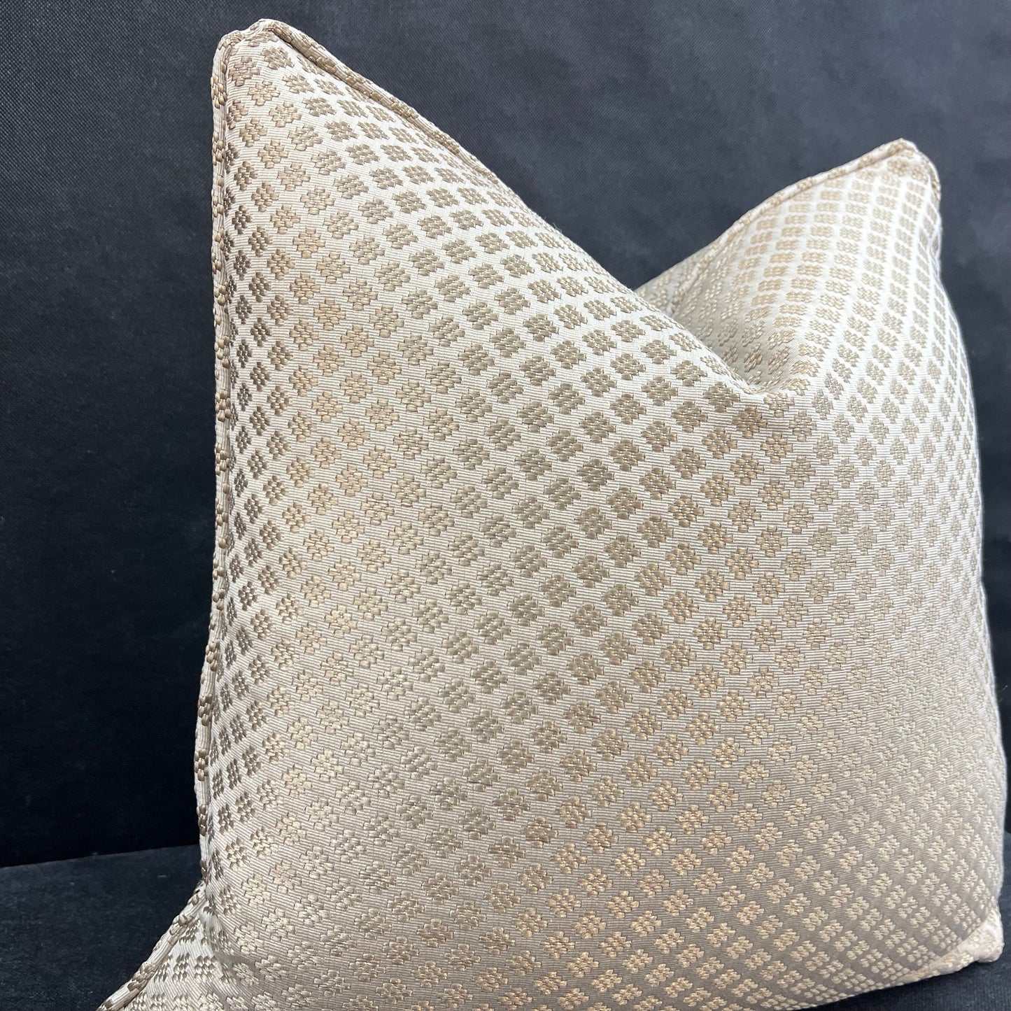 Luxury Designer Antique Gold Embroidered Geometric Cushion Pillow Throw Cover