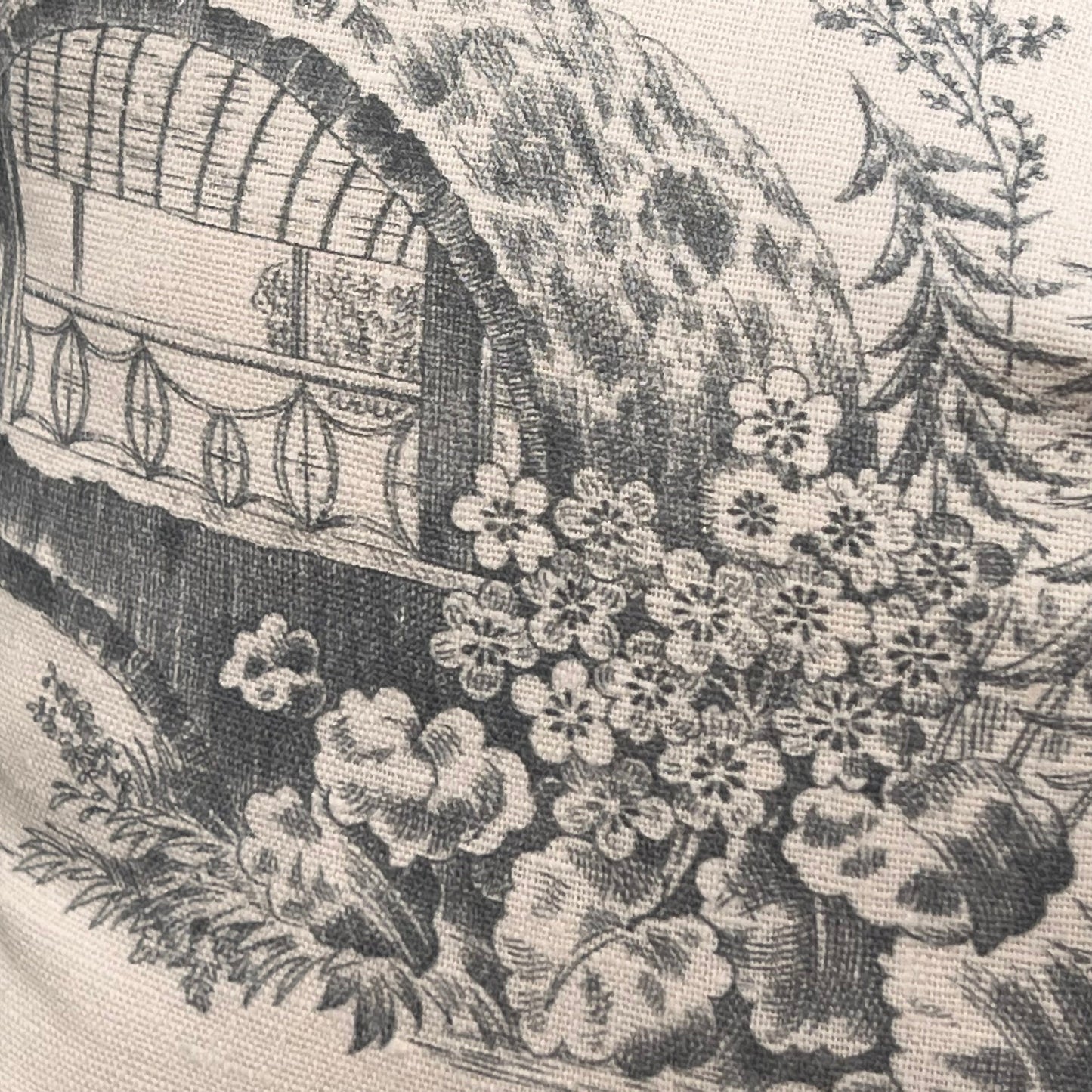 Chivasso Whisperers Garden Luxury Designer Toile Linen Grey Sofa Cushion Pillow Cover